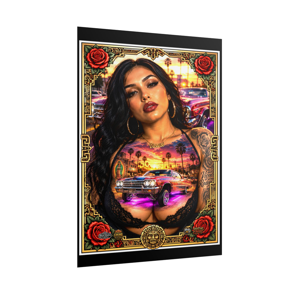Lowrider Girl Rolled Poster — Chicano Art Pinup Print