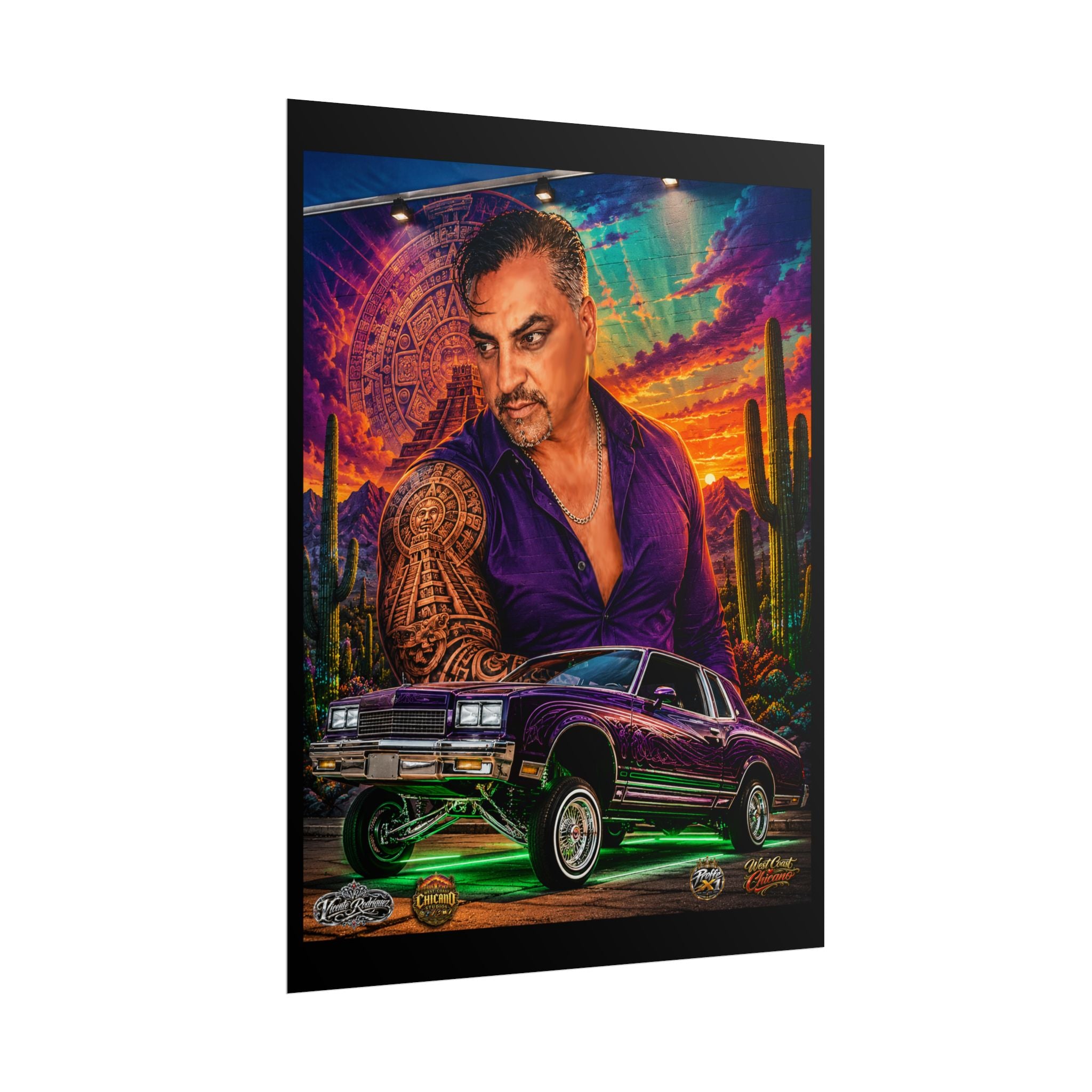 Lowrider Portrait Poster – Desert Sunset Car Art Roll Poster
