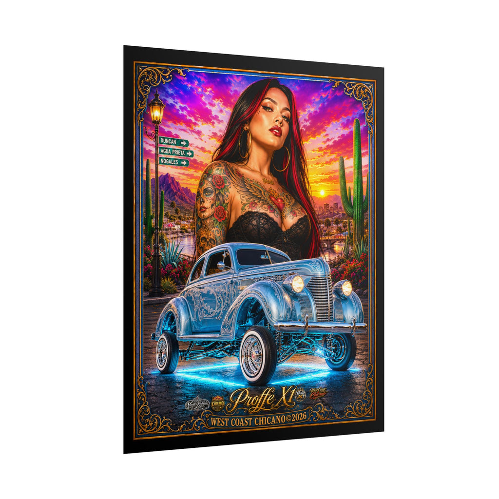 Lowrider Pinup Poster – West Coast Chicano Car Art Rolled Poster