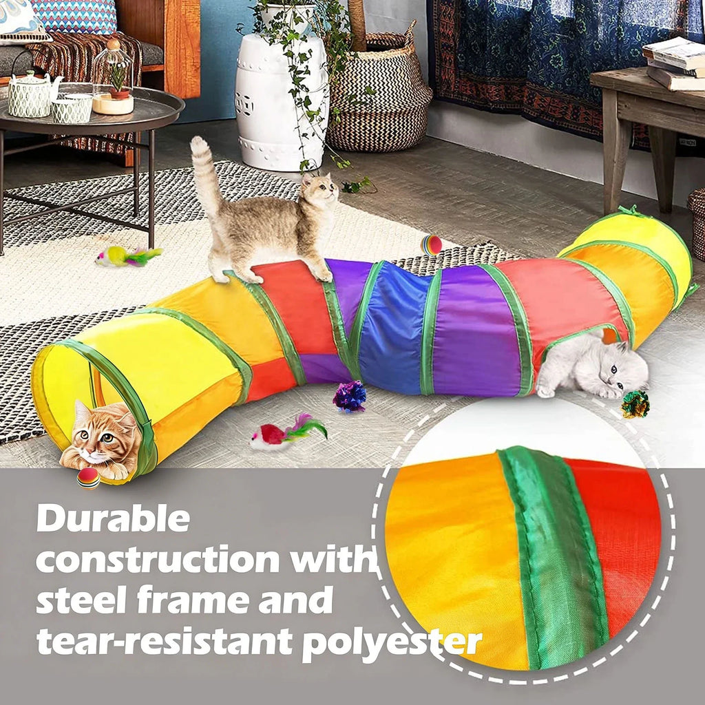 Cat Toys Tunnels Collapsible Pets Cat Jungle Tunnels Kitty Toys Balls