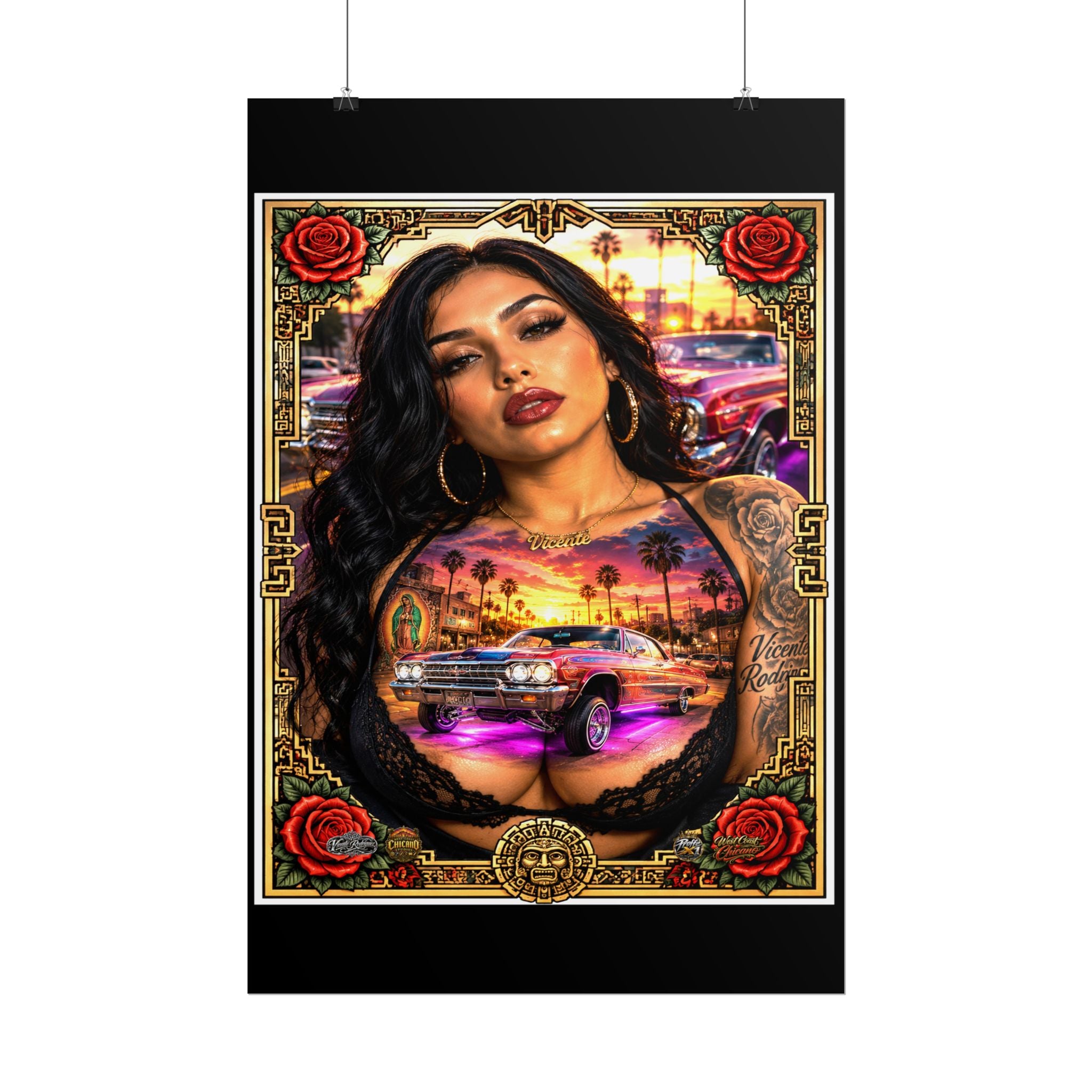 Lowrider Girl Rolled Poster — Chicano Art Pinup Print