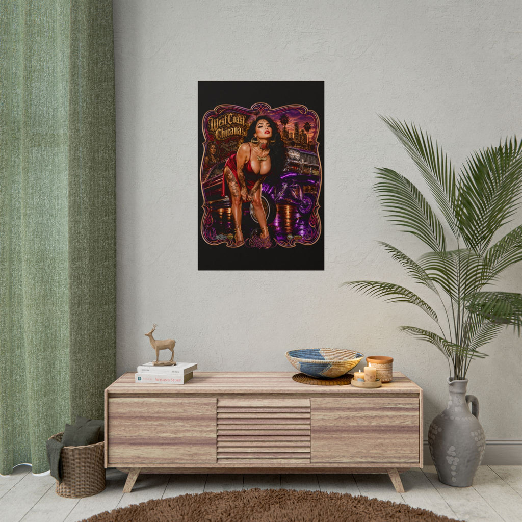 West Coast Chicana Rolled Poster — Lowrider Pin-Up Art Print