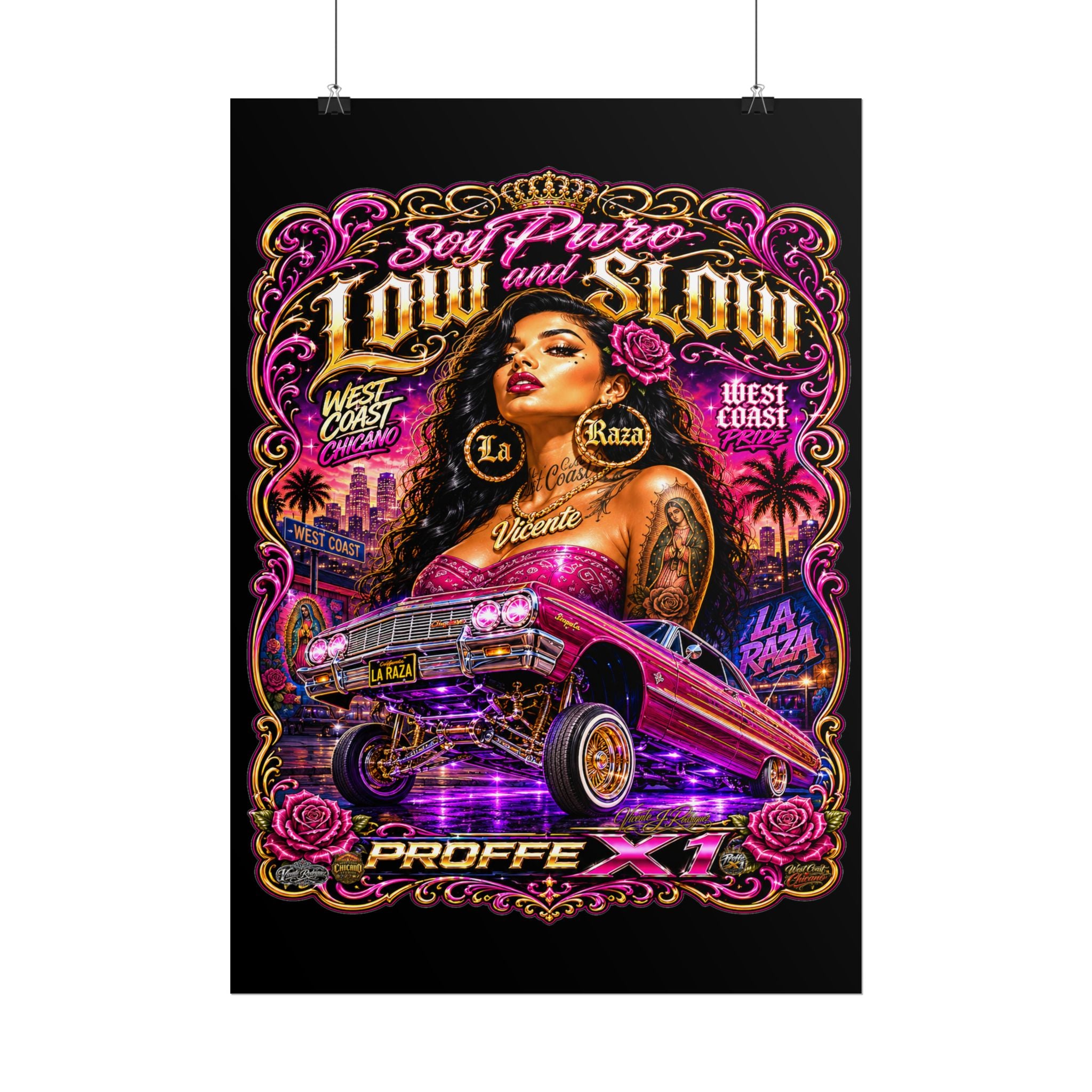 Low & Slow Lowrider Poster — Chicano West Coast Art Print (Rolled Poster)