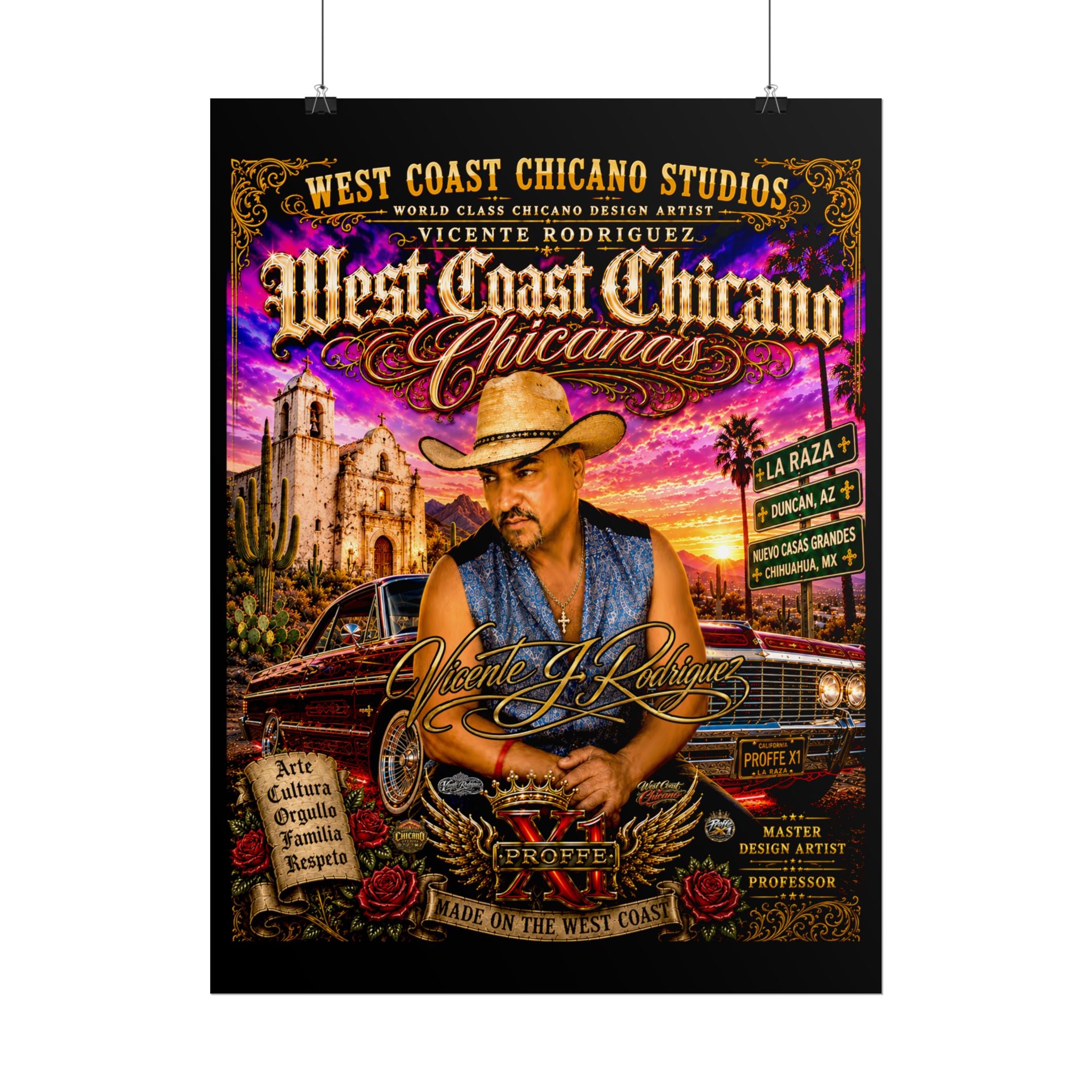 West Coast Chicano Rolled Poster — Vintage Lowrider & Cultura Art Print