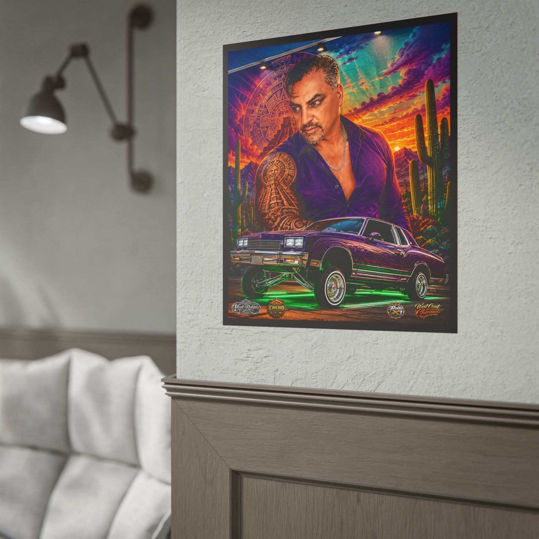 Lowrider Portrait Poster – Desert Sunset Car Art Roll Poster