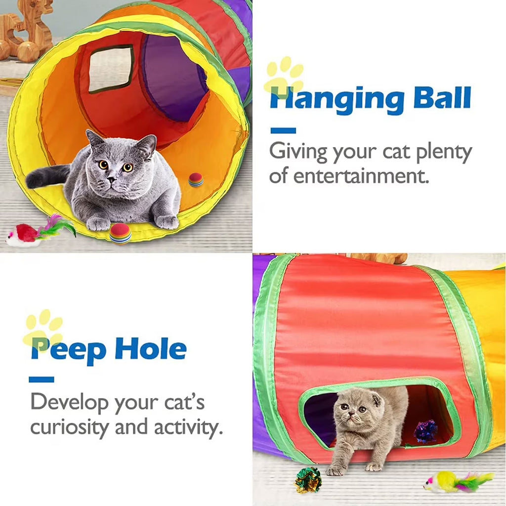 Cat Toys Tunnels Collapsible Pets Cat Jungle Tunnels Kitty Toys Balls
