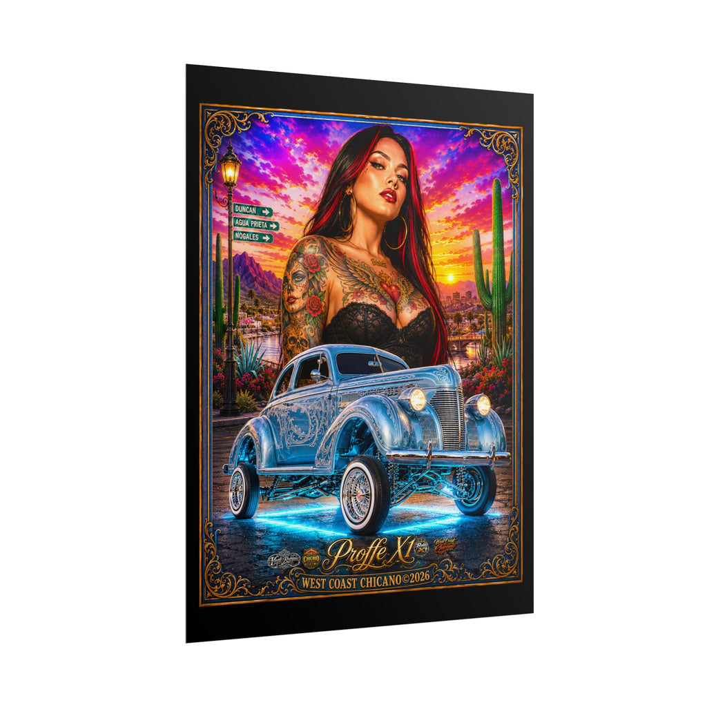 Lowrider Pinup Poster – West Coast Chicano Car Art Rolled Poster
