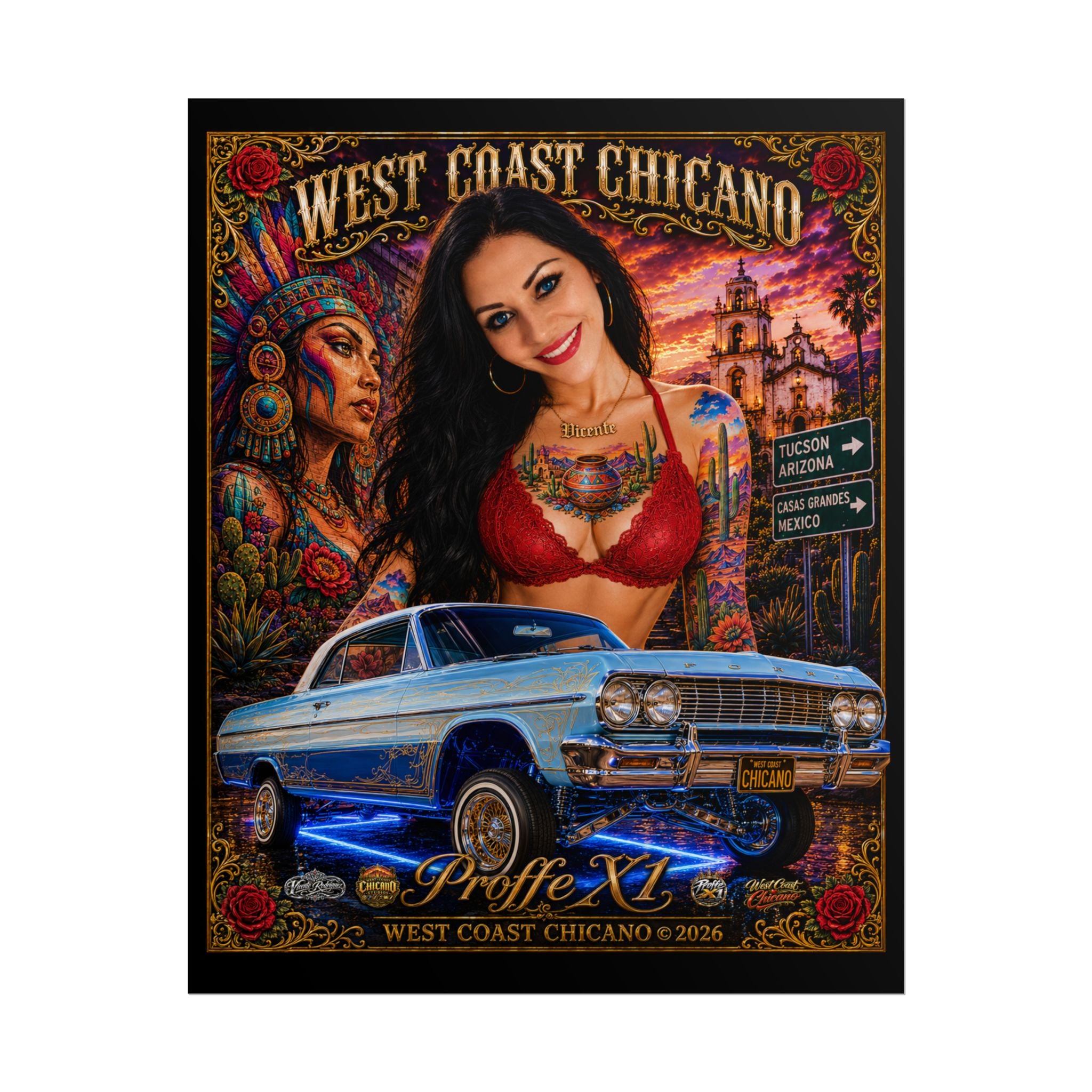 West Coast Chicano Lowrider Poster — Rolled Art Print