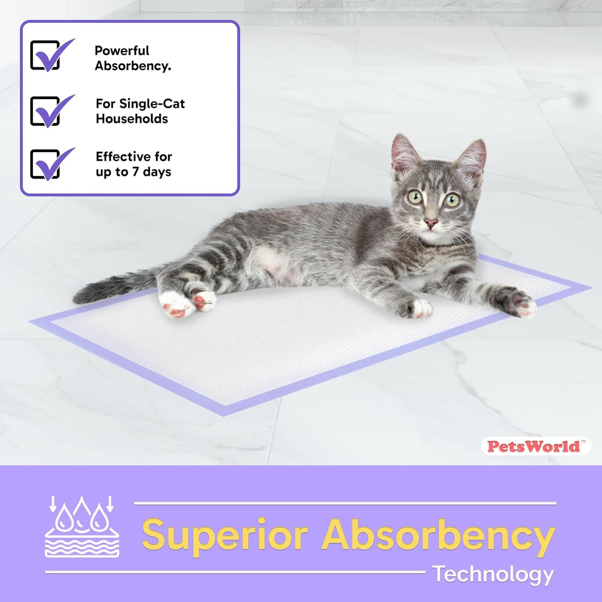 Cat Litter Pads Fresh Scent 50 Count, Heavy Duty Absorbancy