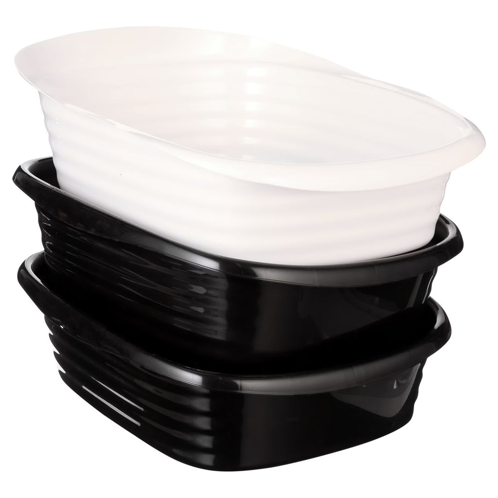 Sifting Cat Litter Box, 2 Open Top Plastic Cat Litter Pans and Cat Litter Tray, Large, Black and White