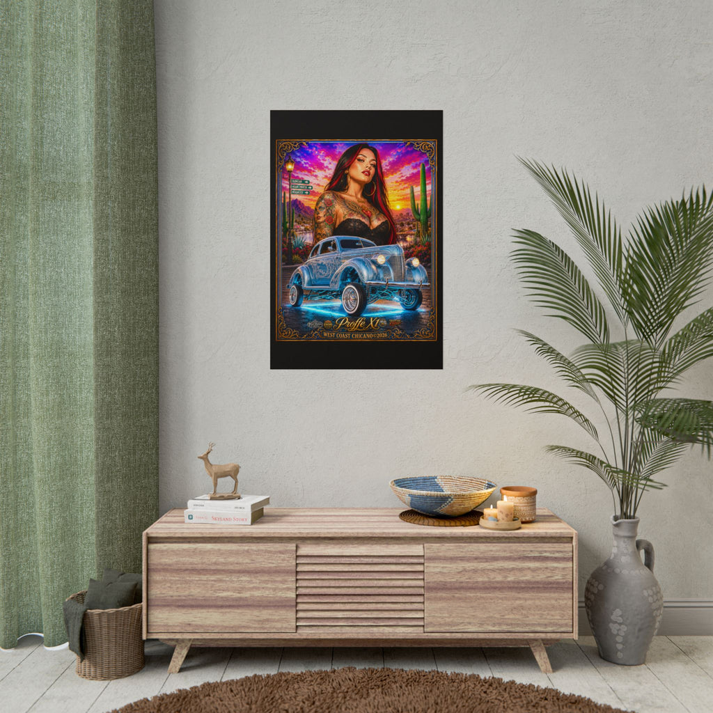 Lowrider Pinup Poster – West Coast Chicano Car Art Rolled Poster