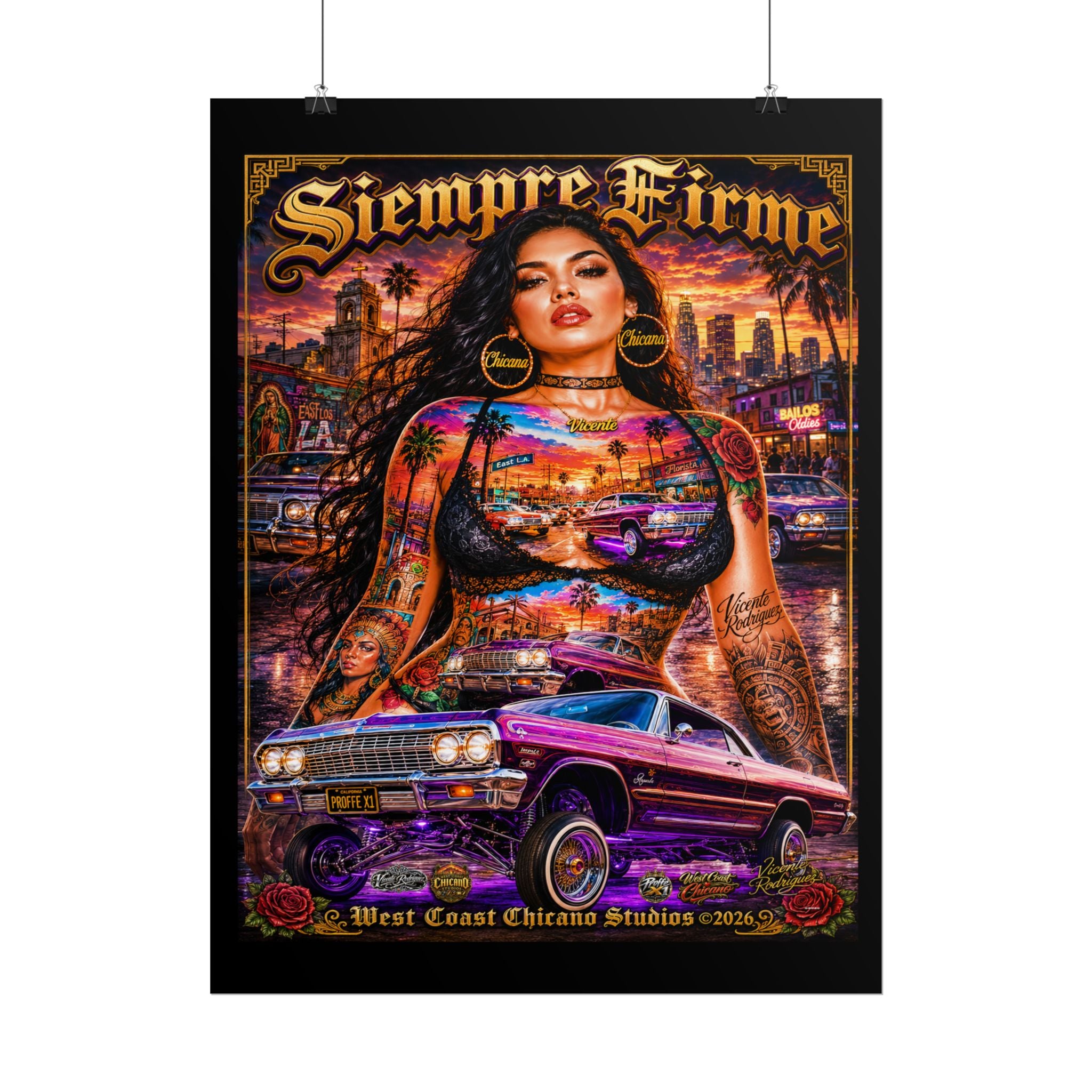 Siempre Firme Lowrider Poster — Chicano West Coast Art Rolled Poster