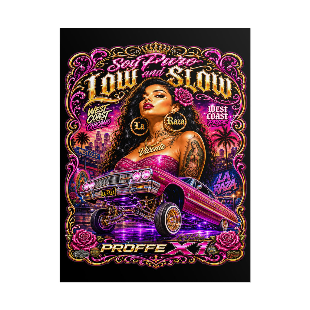 Low & Slow Lowrider Poster — Chicano West Coast Art Print (Rolled Poster)