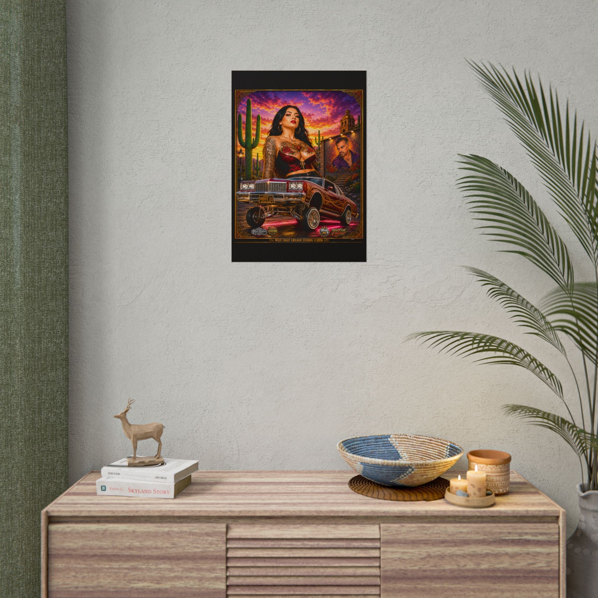 Lowrider Sunset Poster — Chicano Car Art Print