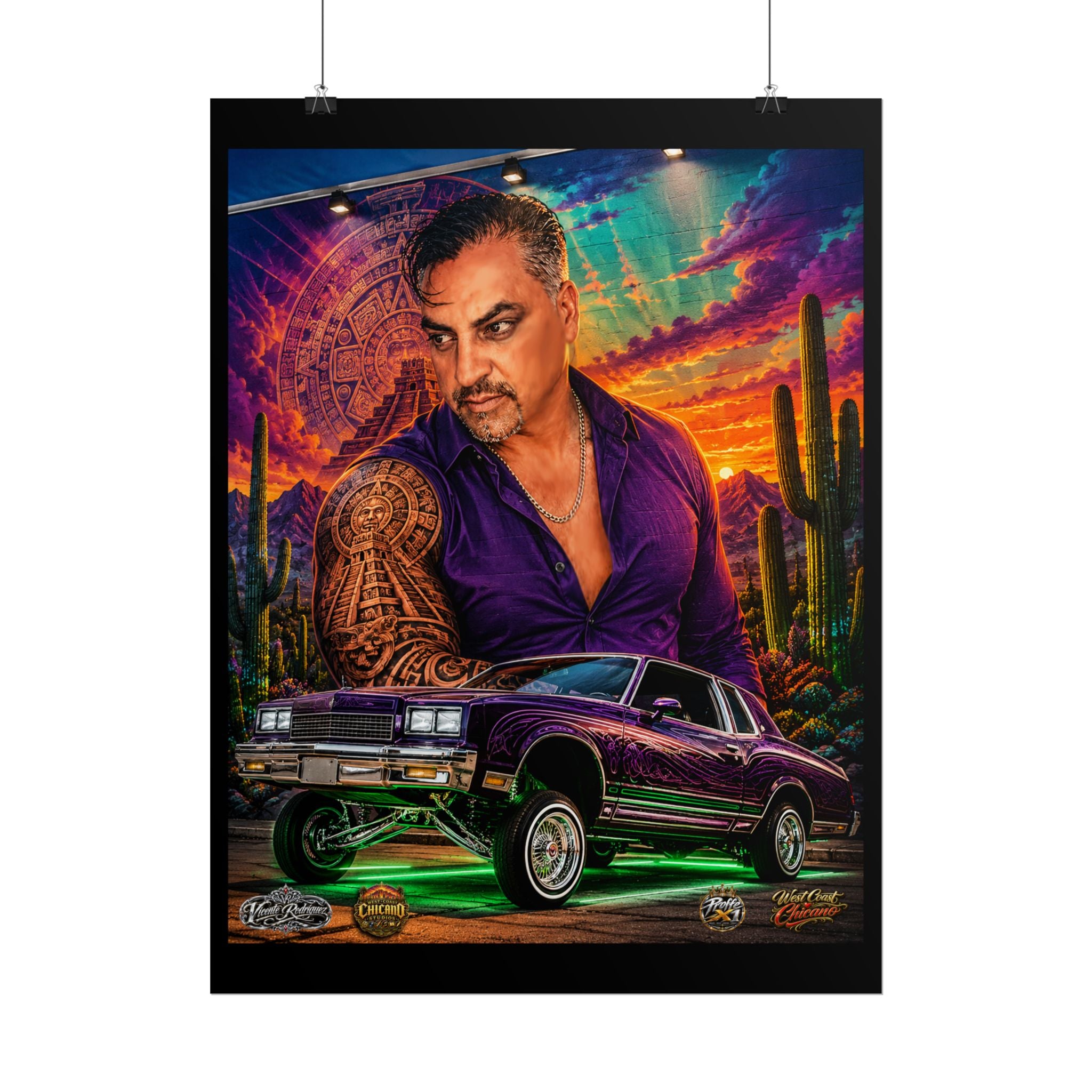 Lowrider Portrait Poster – Desert Sunset Car Art Roll Poster