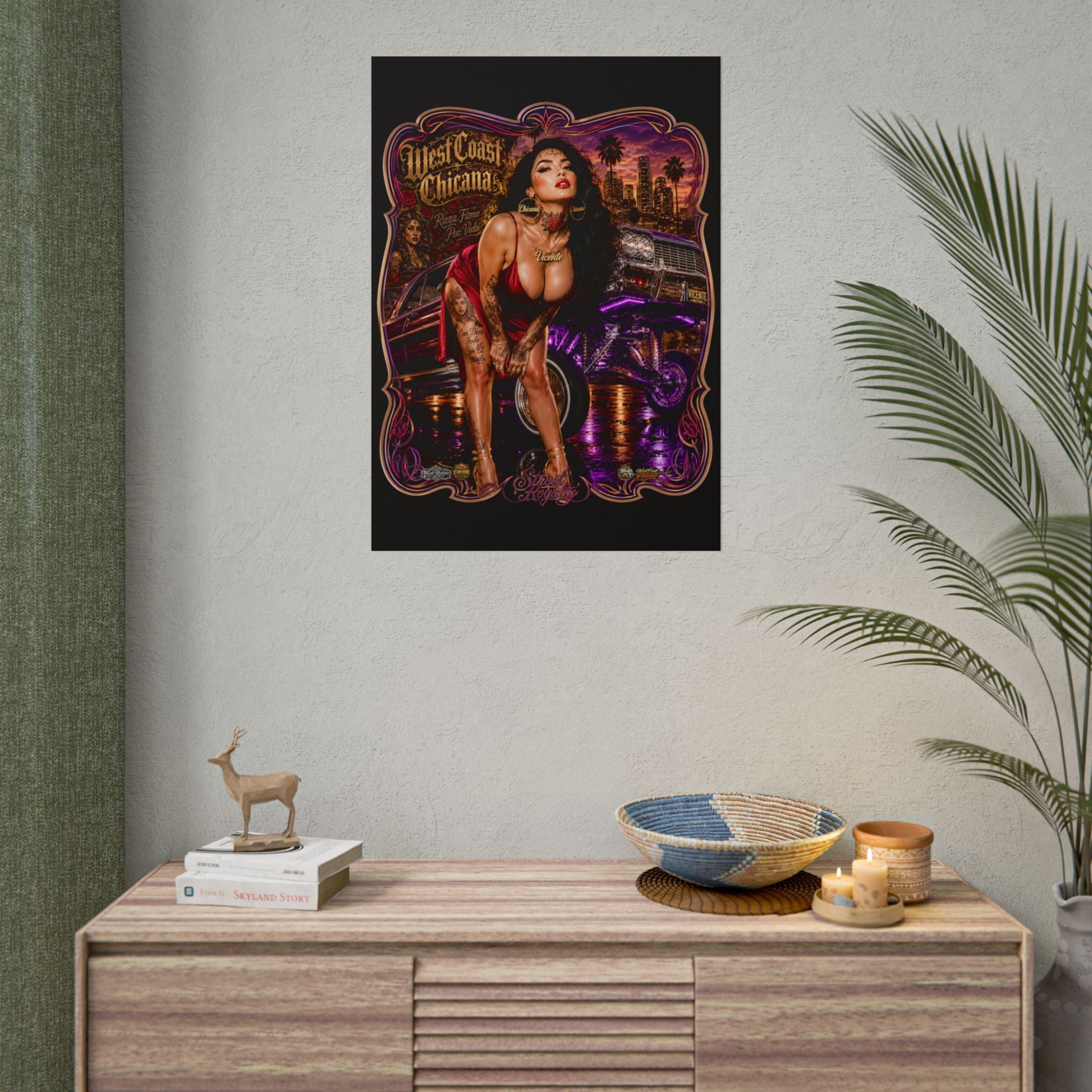 West Coast Chicana Rolled Poster — Lowrider Pin-Up Art Print