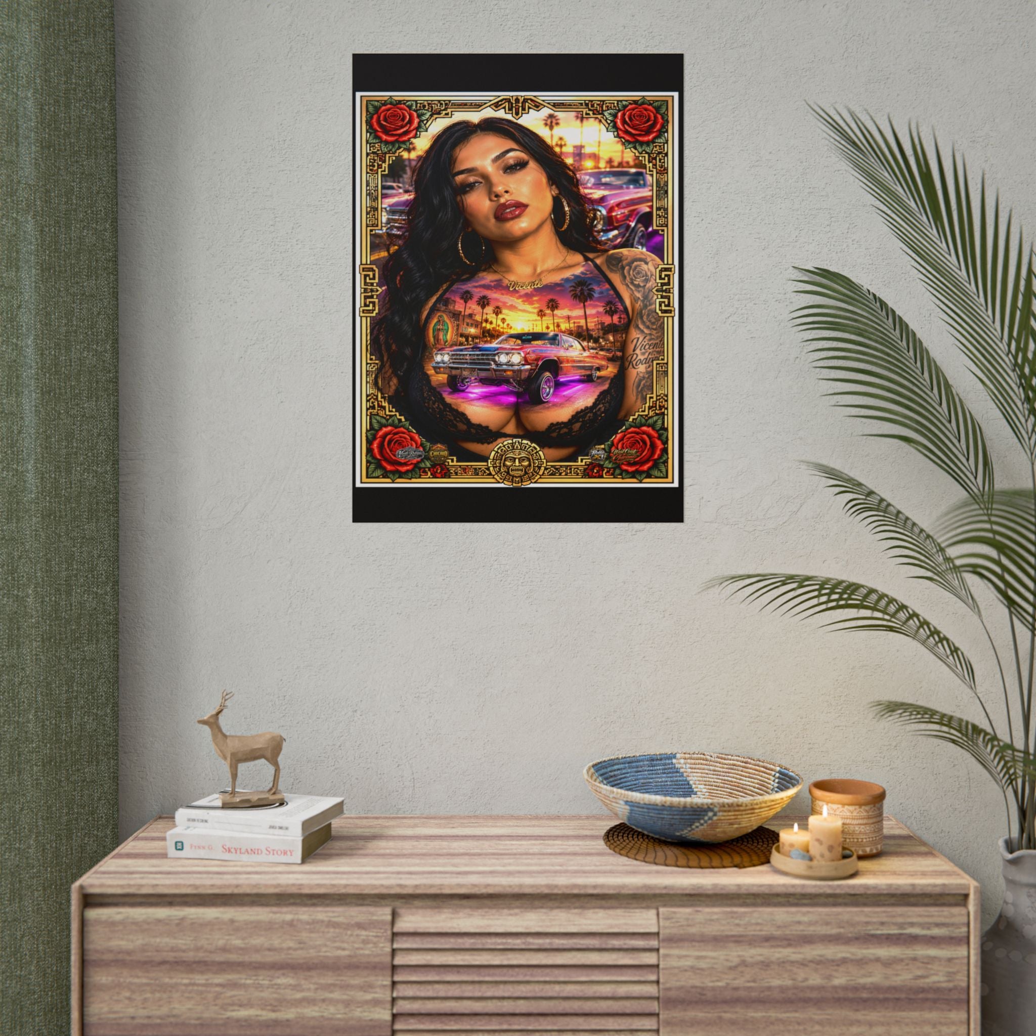 Lowrider Girl Rolled Poster — Chicano Art Pinup Print