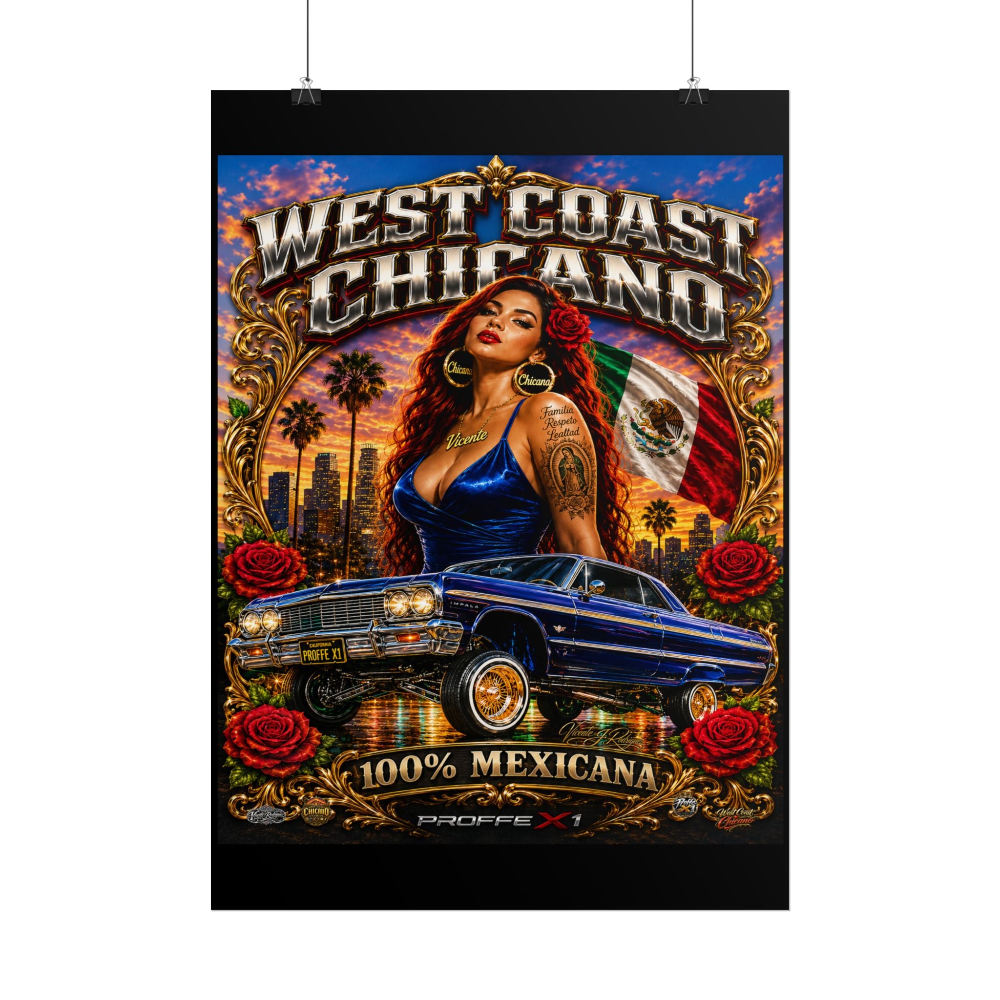 Rolled Poster — "West Coast Chicana" Lowrider Art Print (100% Mexicana)