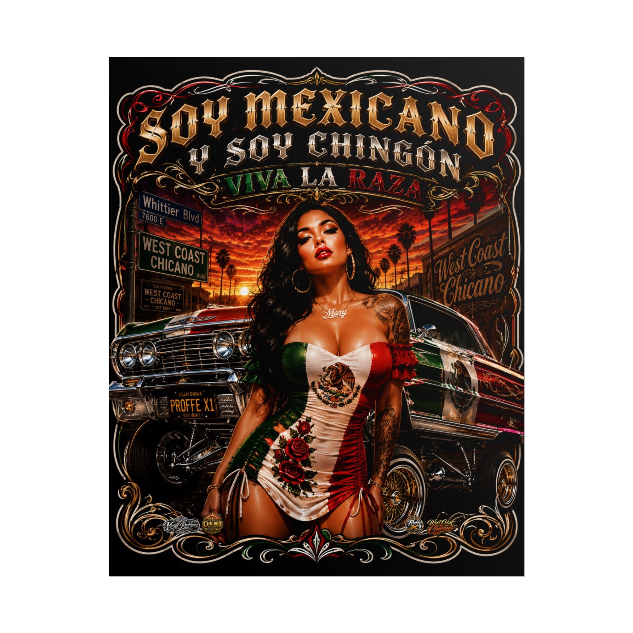 Rolled Poster — Soy Mexicano Chingón Lowrider Art Print