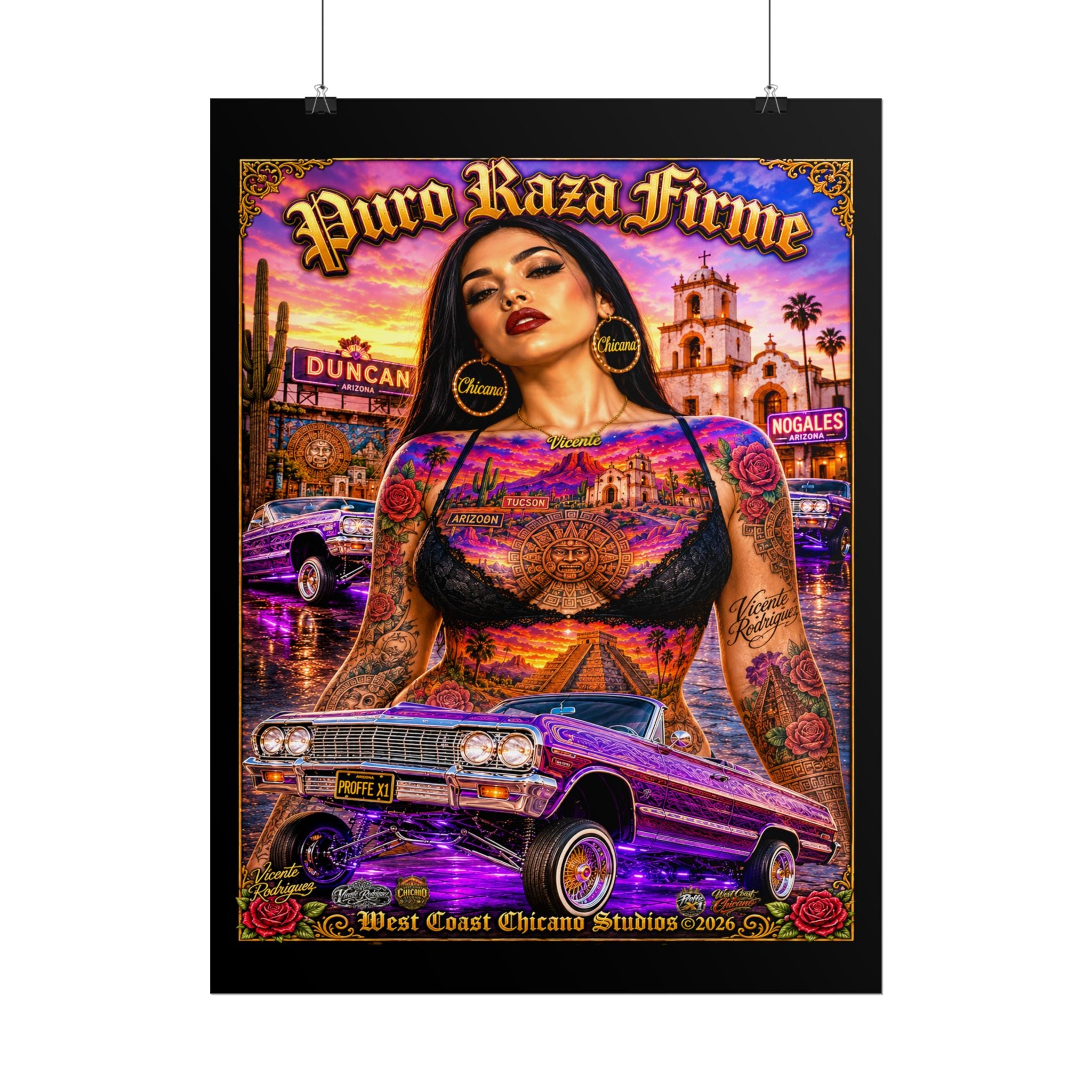 Rolled Poster — 'Más Fuerte Que Ayer' Chicana Lowrider Art Print