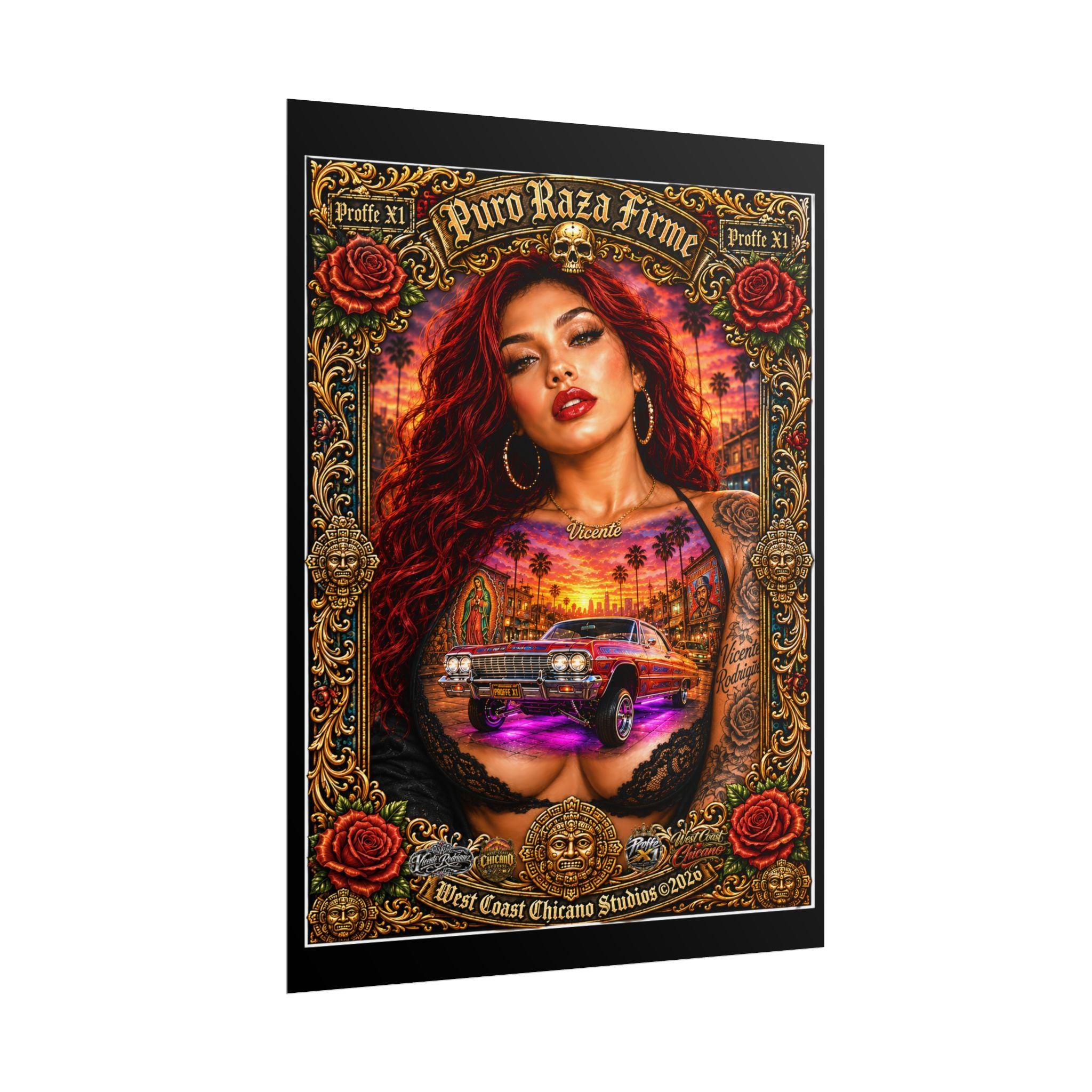 Rolled Poster — Puro Raza Firme Chicana Lowrider Art Print