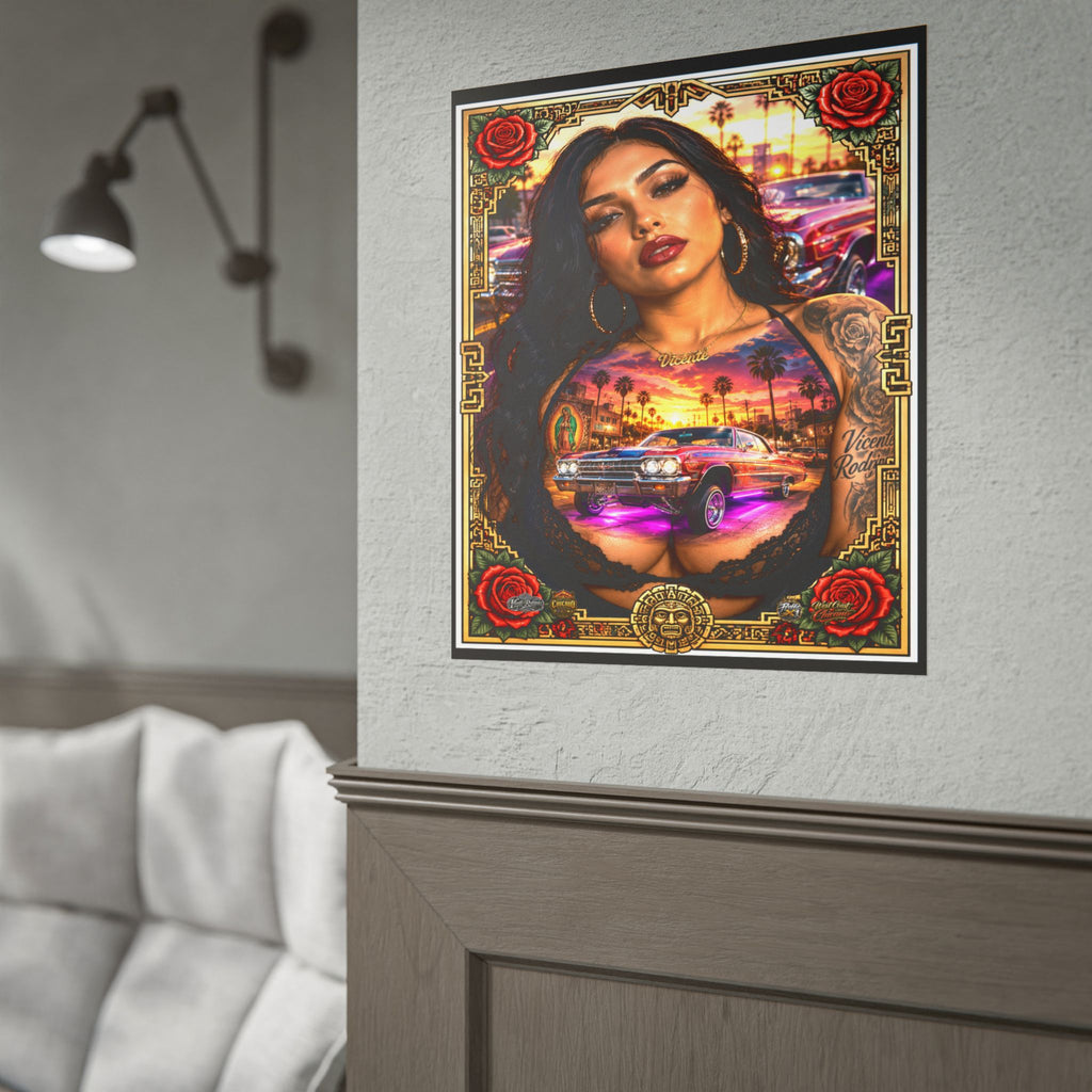 Lowrider Girl Rolled Poster — Chicano Art Pinup Print