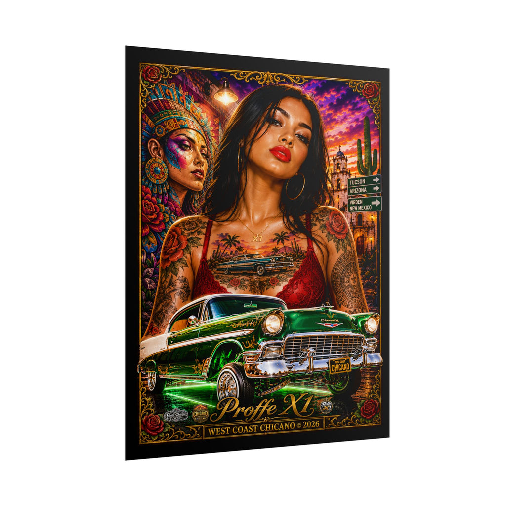 Chicana Lowrider Art Poster — West Coast Chicano Femme Fatale Rolled Poster