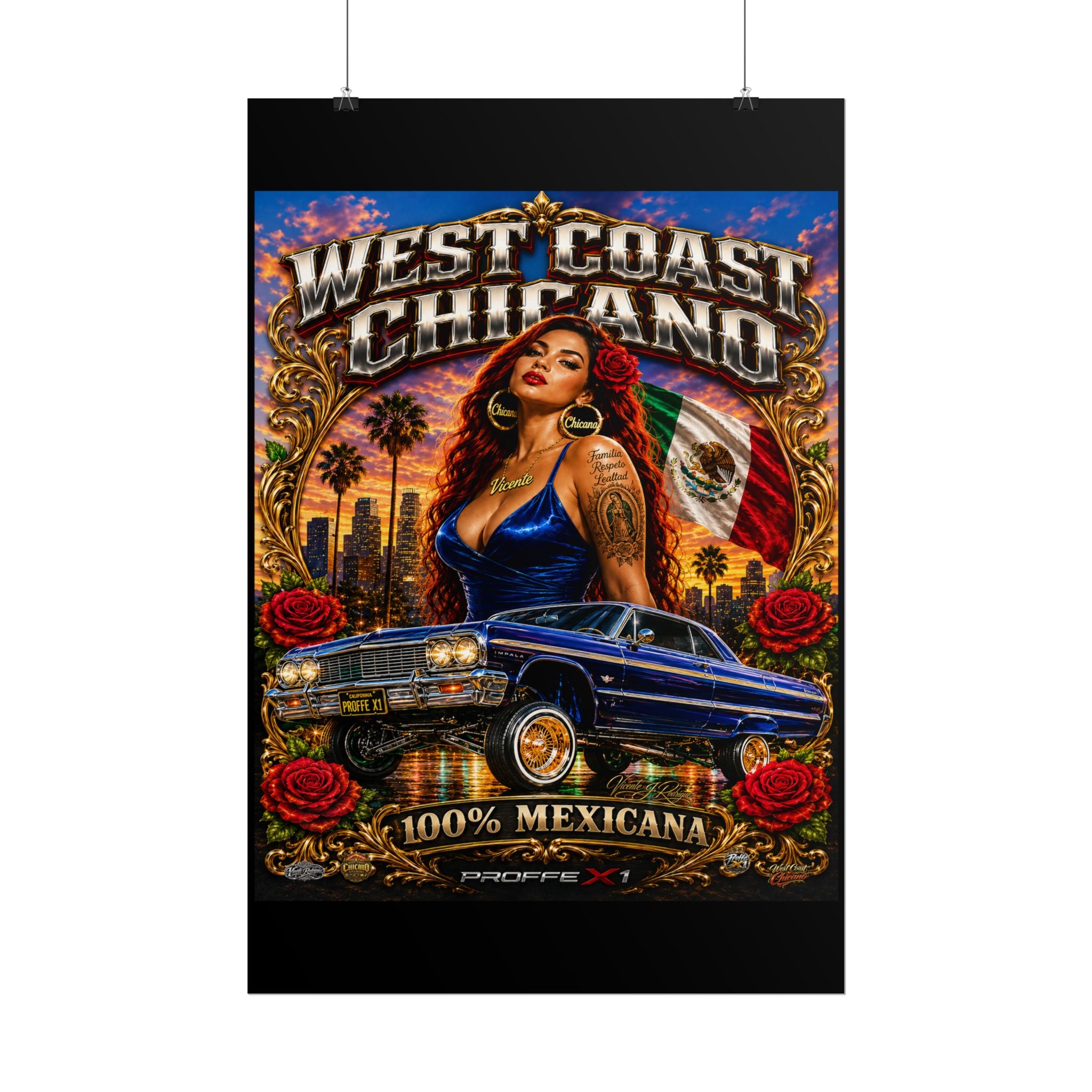 Rolled Poster — "West Coast Chicana" Lowrider Art Print (100% Mexicana)