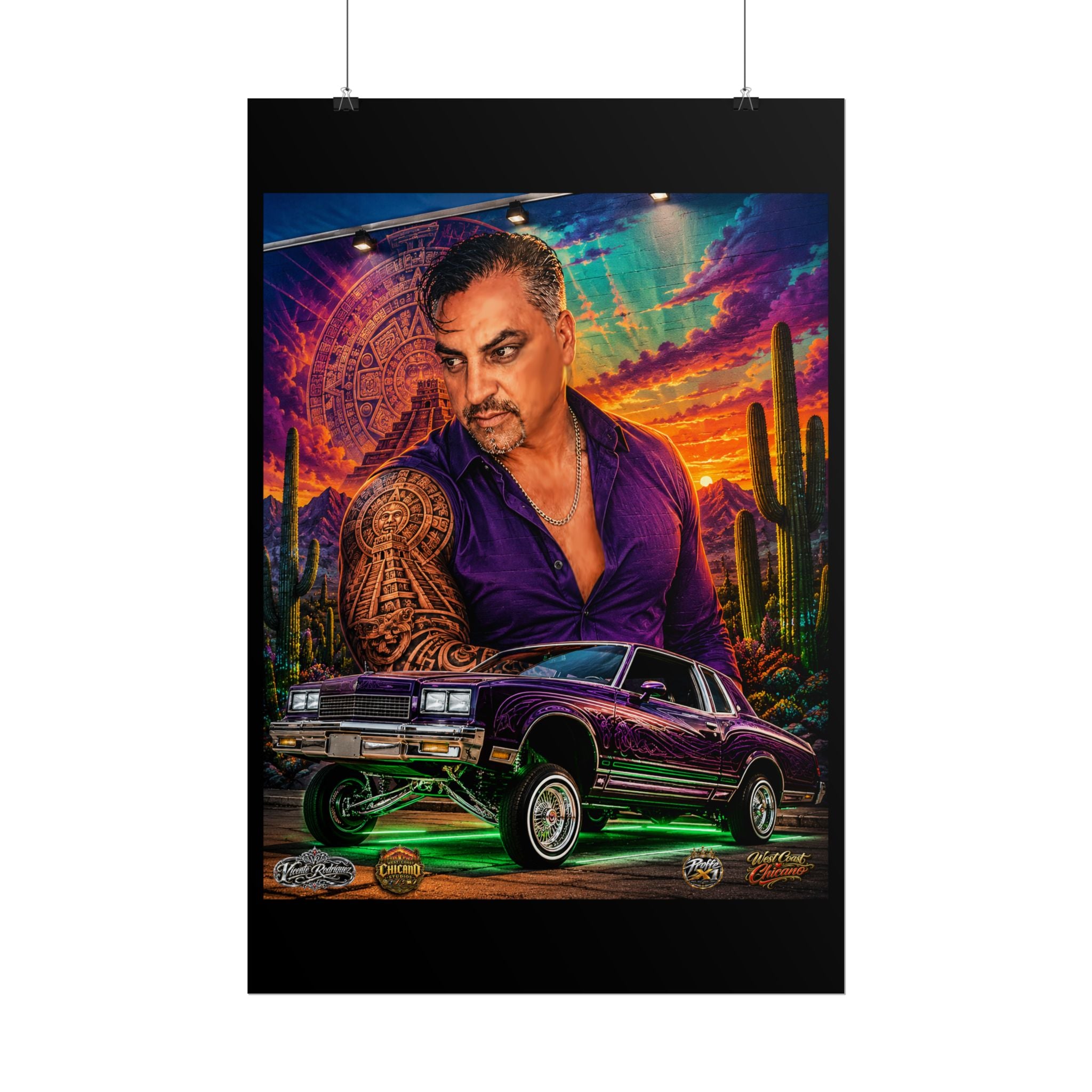 Lowrider Portrait Poster – Desert Sunset Car Art Roll Poster