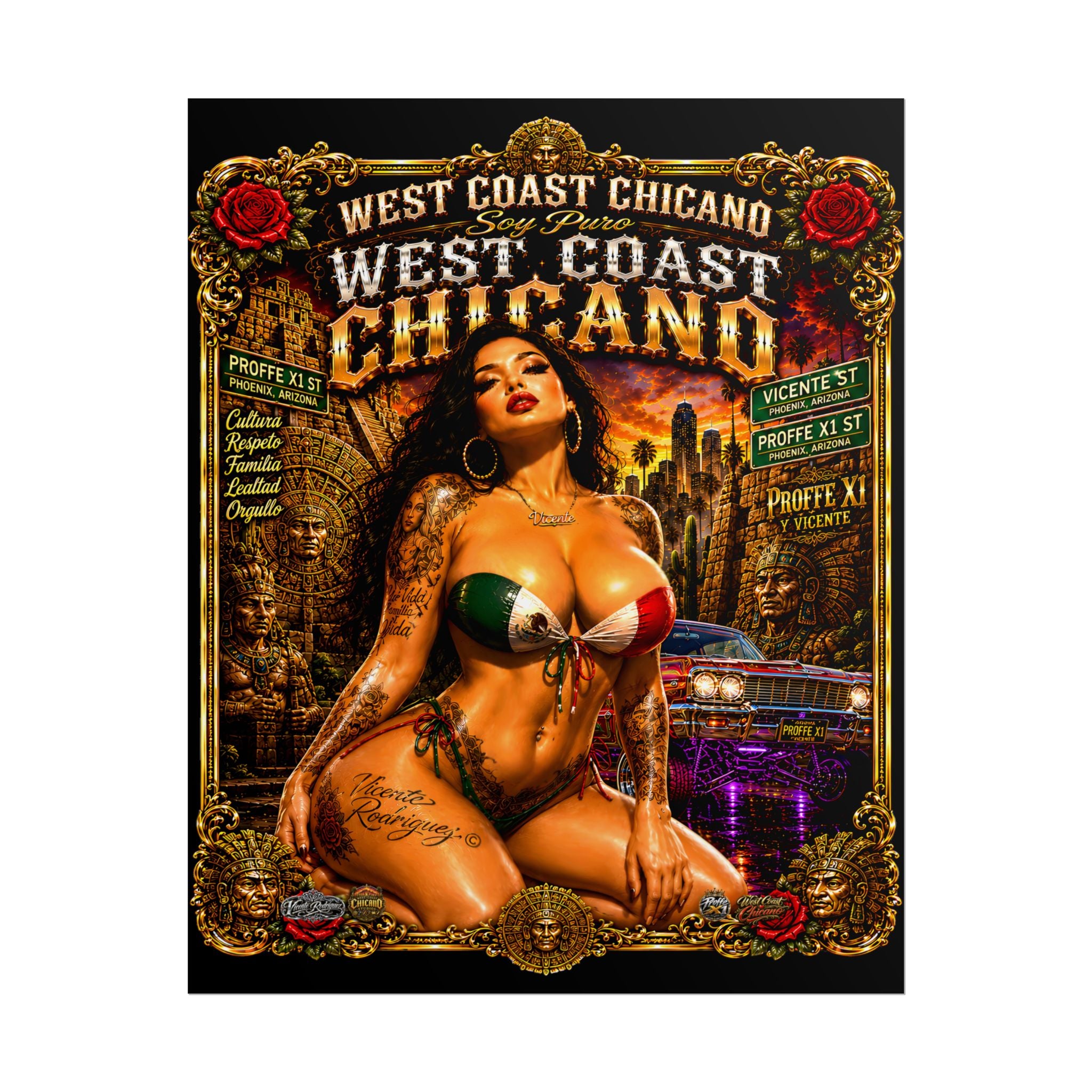 West Coast Chicano Poster — Pin-Up Lowrider Art Rolled Poster