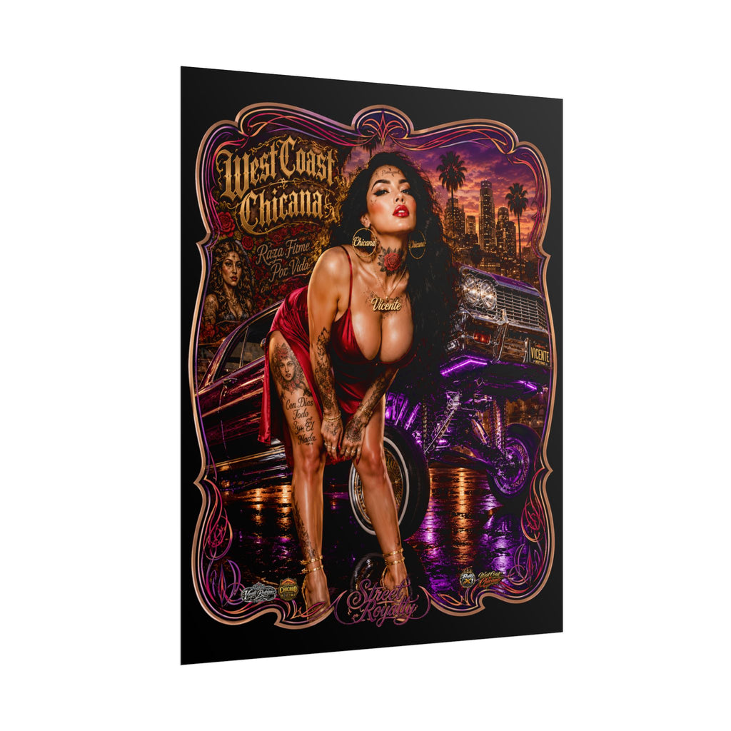 West Coast Chicana Rolled Poster — Lowrider Pin-Up Art Print