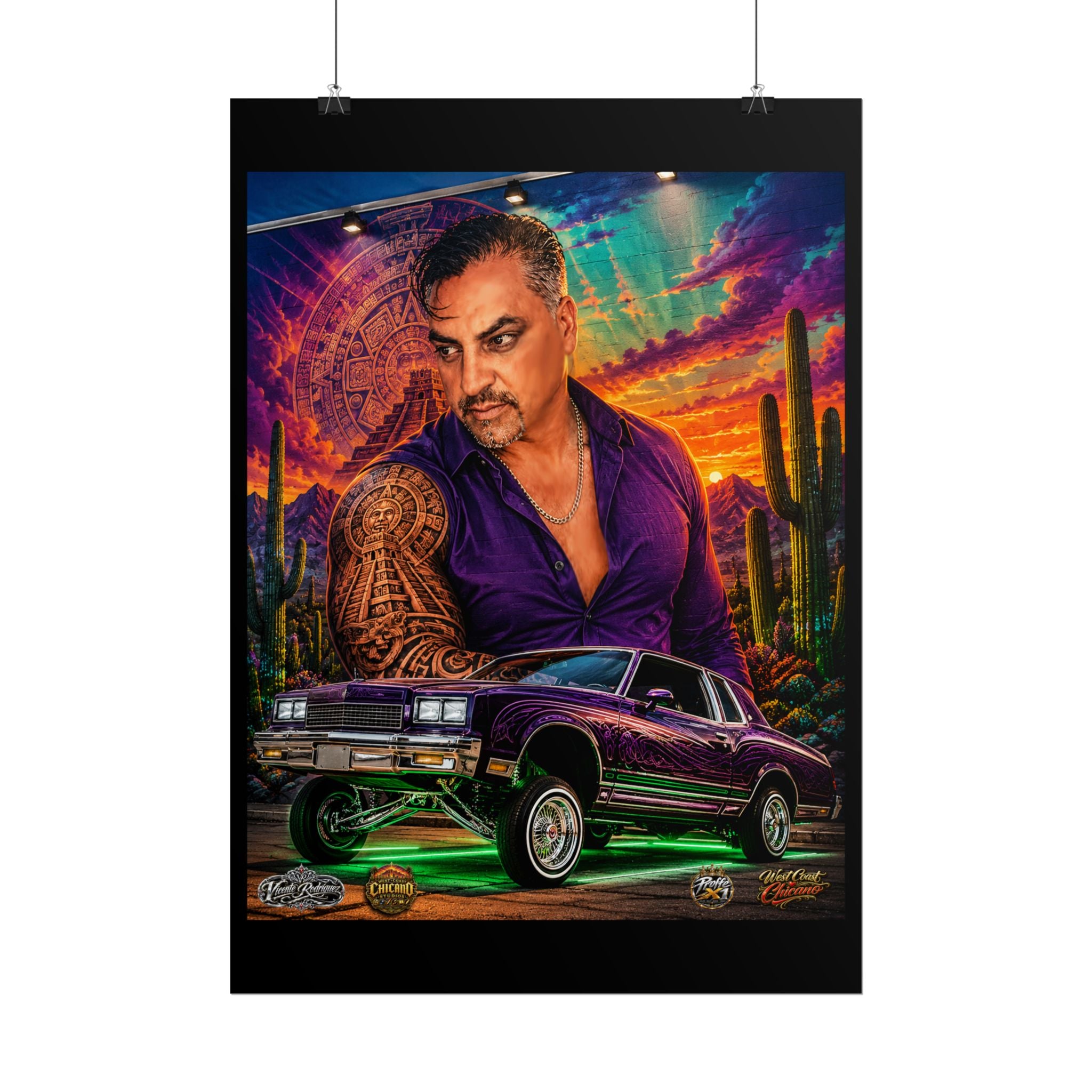 Lowrider Portrait Poster – Desert Sunset Car Art Roll Poster