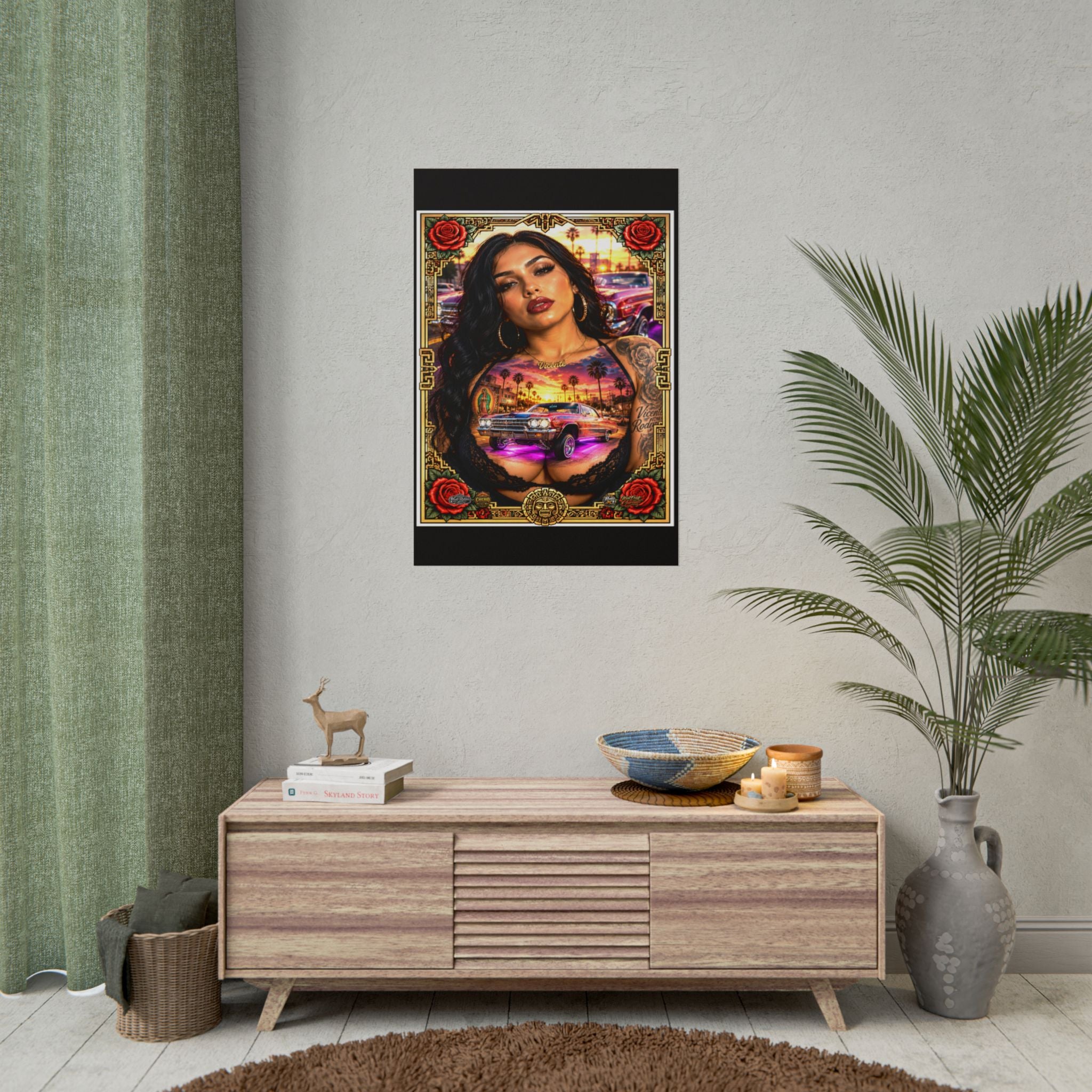 Lowrider Girl Rolled Poster — Chicano Art Pinup Print