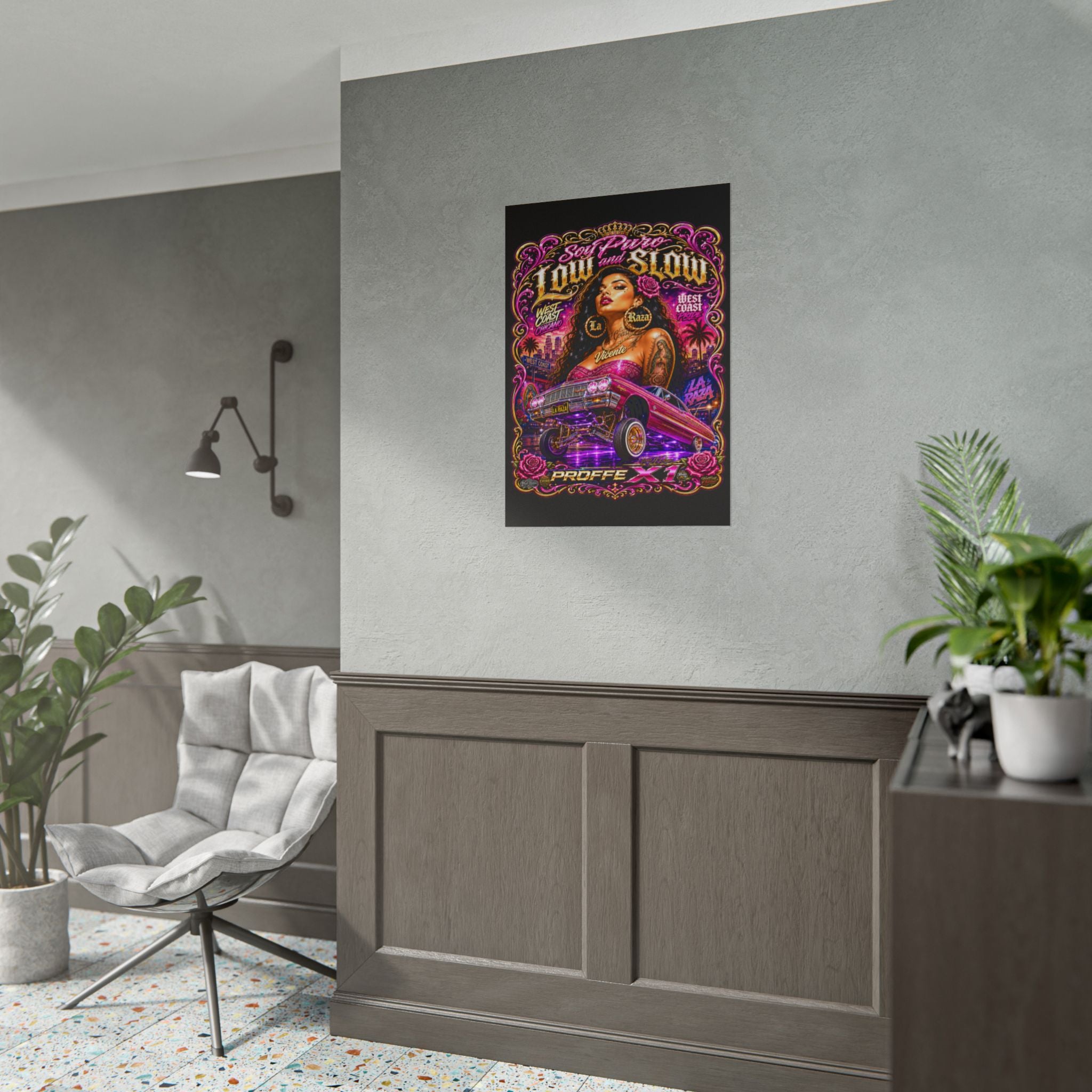 Low & Slow Lowrider Poster — Chicano West Coast Art Print (Rolled Poster)