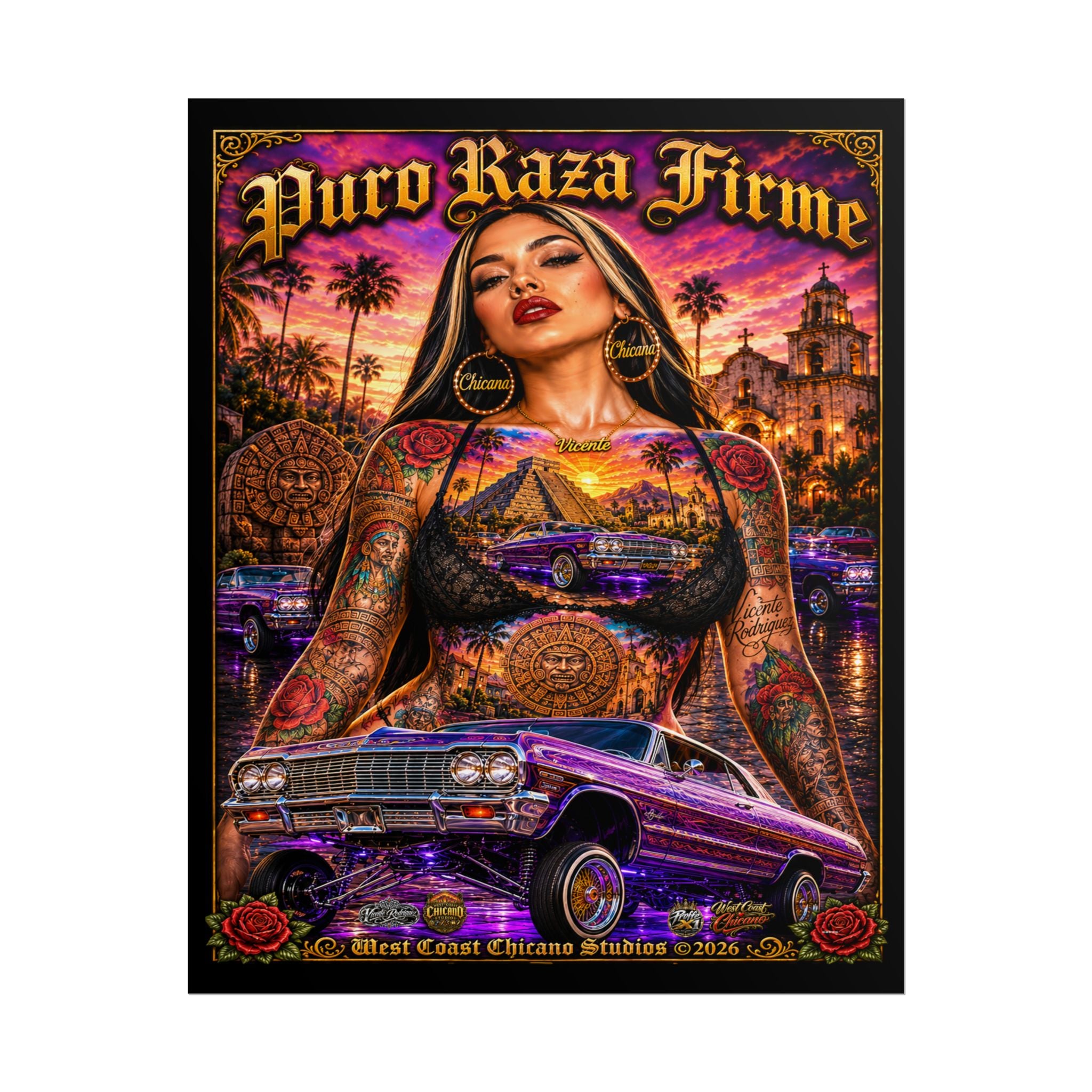 Rolled Poster — "Puro Raza Firme" Lowrider Chicana Art Print