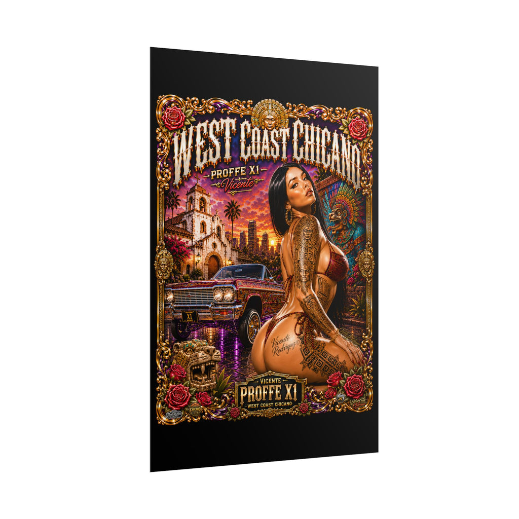 West Coast Chicana Rolled Poster — Lowrider Pinup Art Print