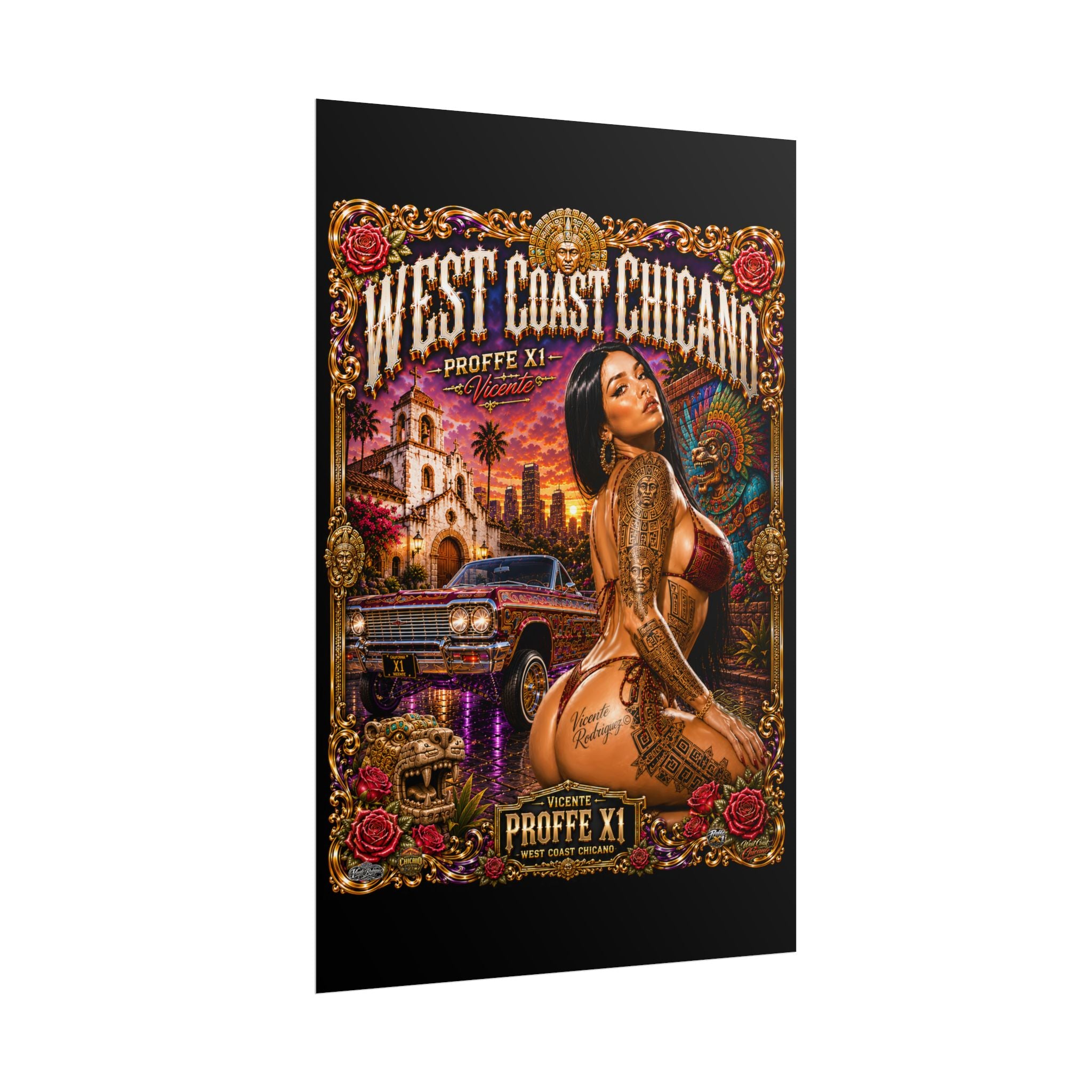 West Coast Chicana Rolled Poster — Lowrider Pinup Art Print