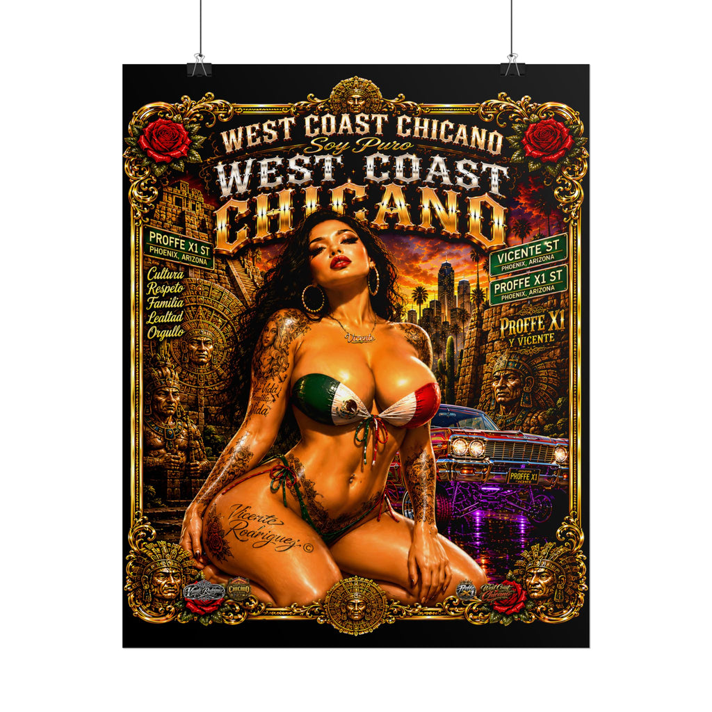 West Coast Chicano Poster — Pin-Up Lowrider Art Rolled Poster