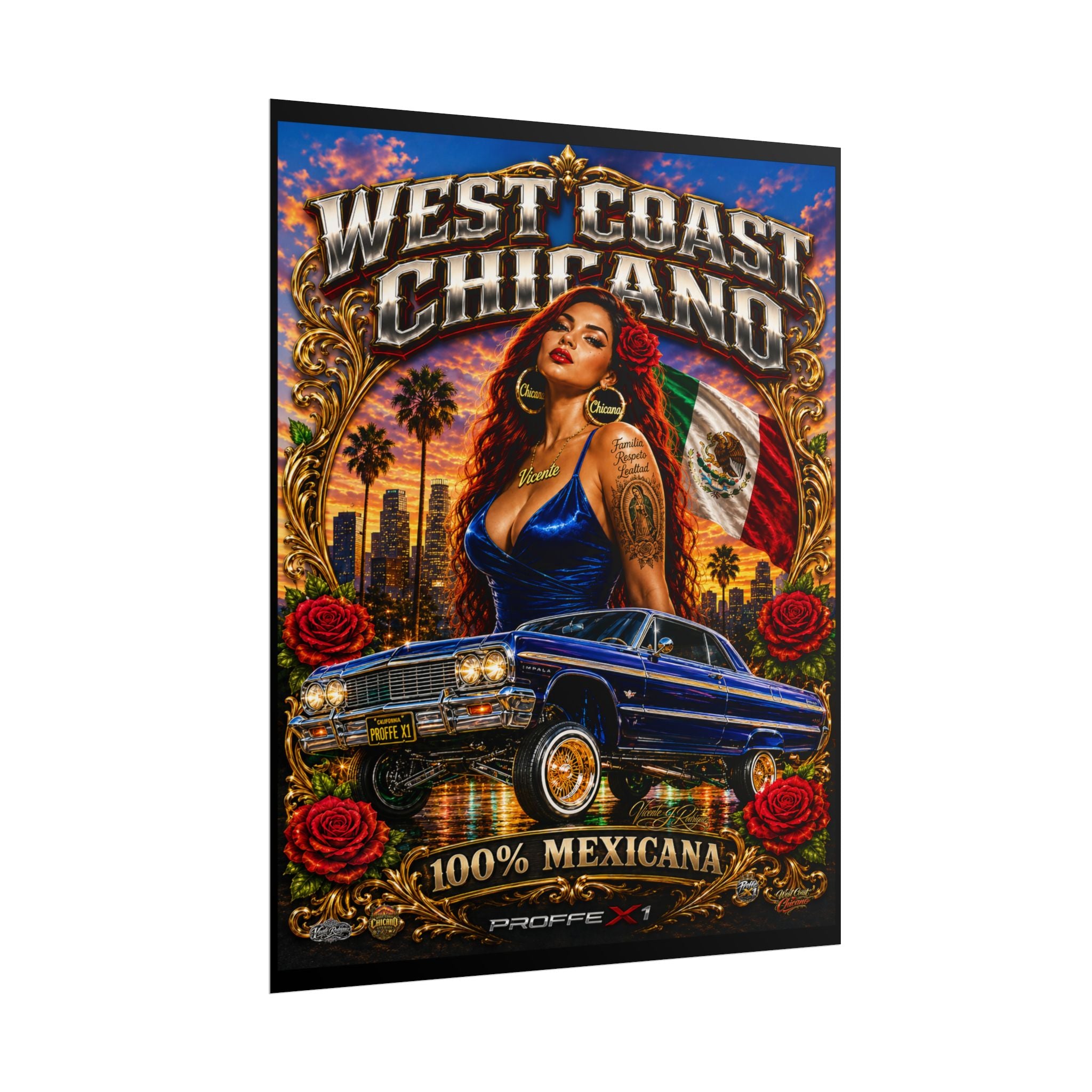 Rolled Poster — "West Coast Chicana" Lowrider Art Print (100% Mexicana)