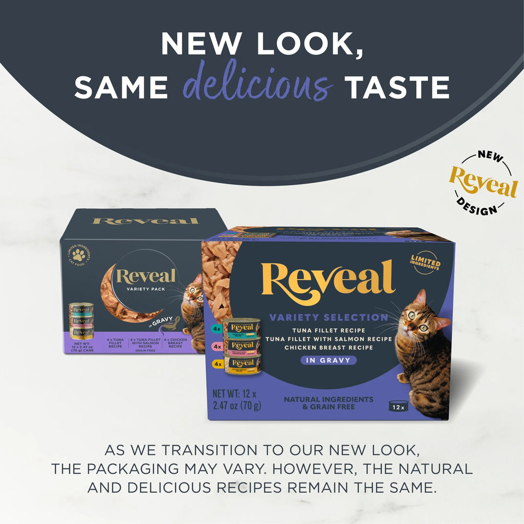 Reveal Natural Wet Cat Food, Fish & Chicken in Gravy Variety Pack, 12 X 2.47 Oz Cans