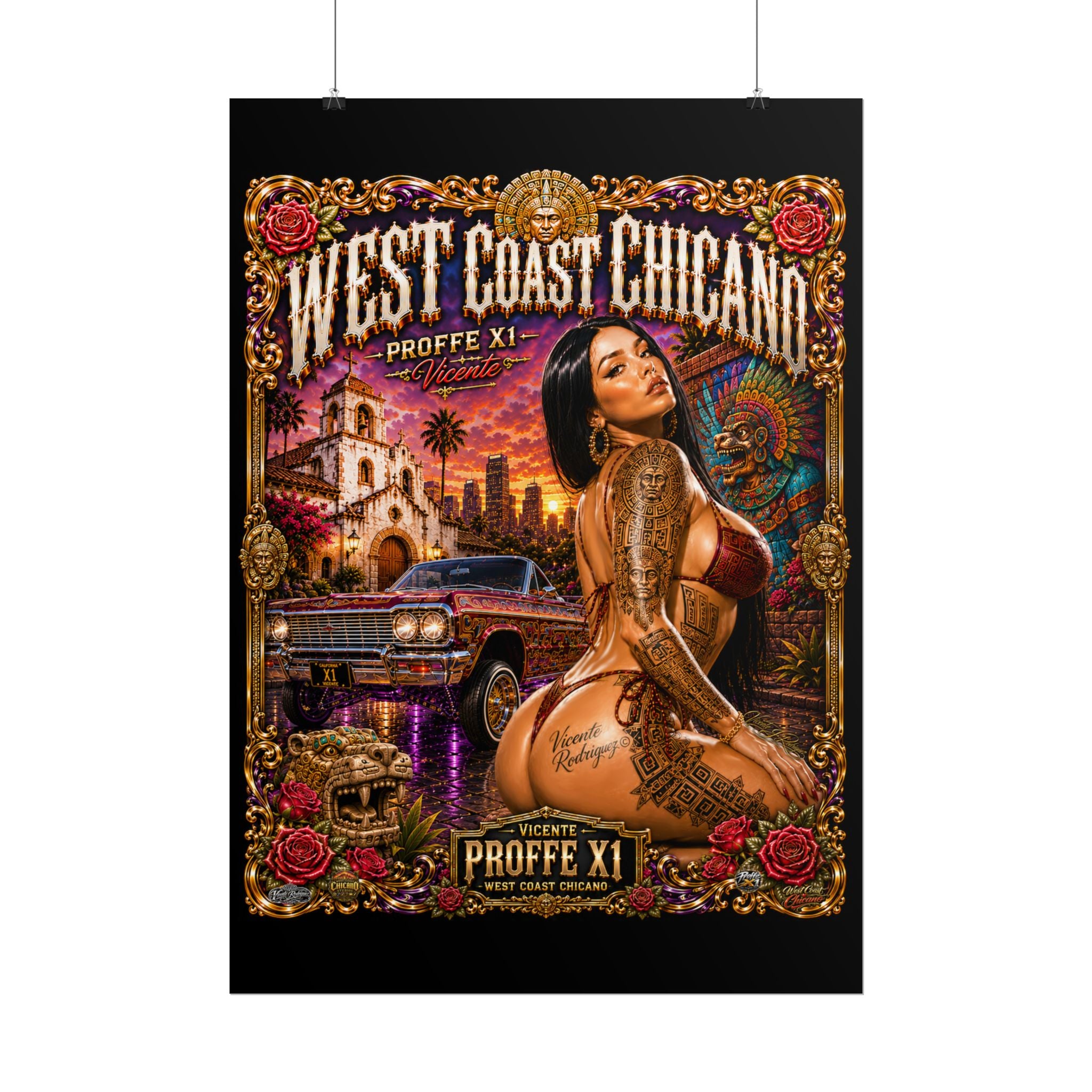 West Coast Chicana Rolled Poster — Lowrider Pinup Art Print