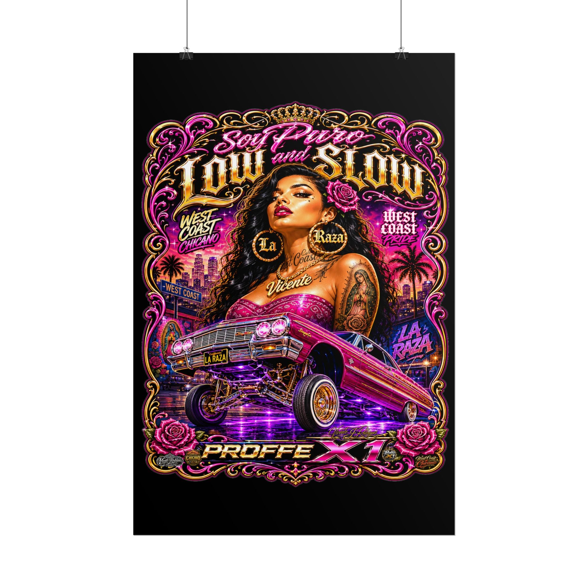 Low & Slow Lowrider Poster — Chicano West Coast Art Print (Rolled Poster)