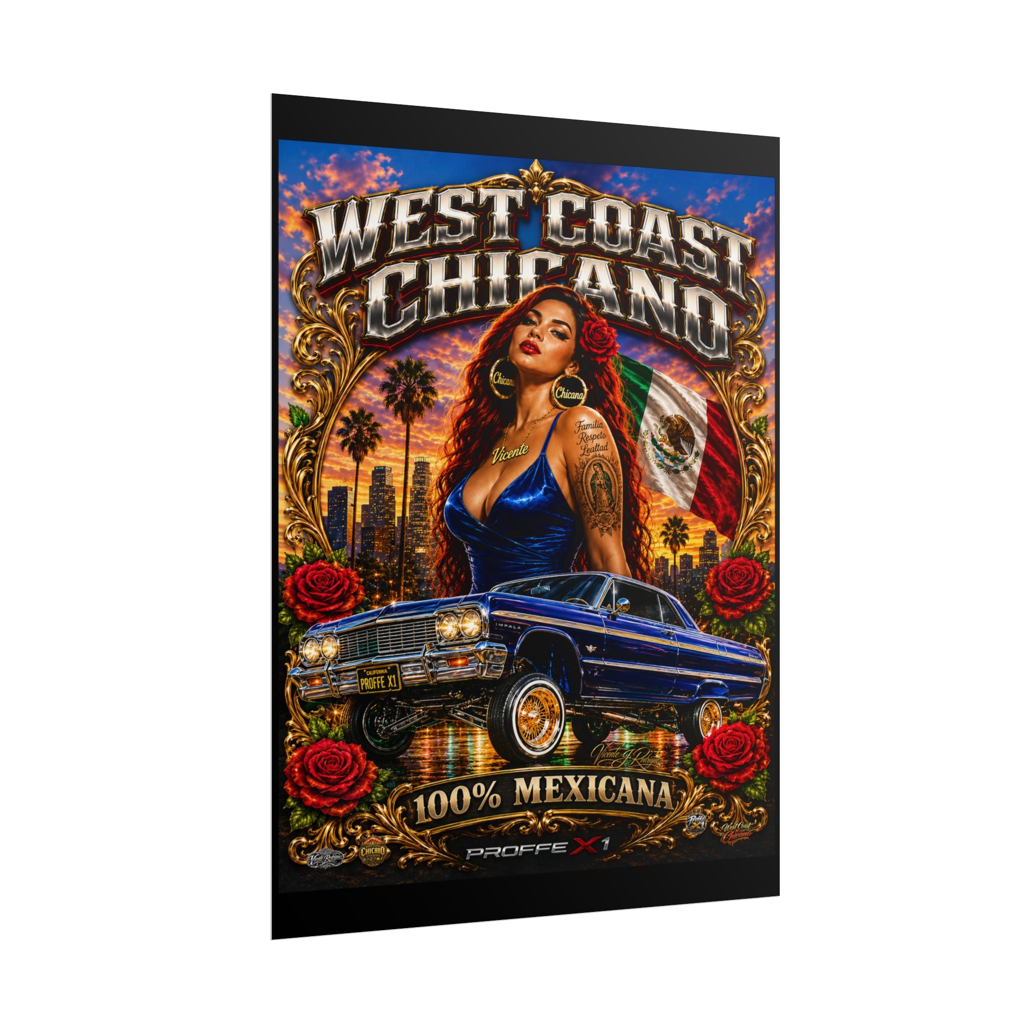 Rolled Poster — "West Coast Chicana" Lowrider Art Print (100% Mexicana)