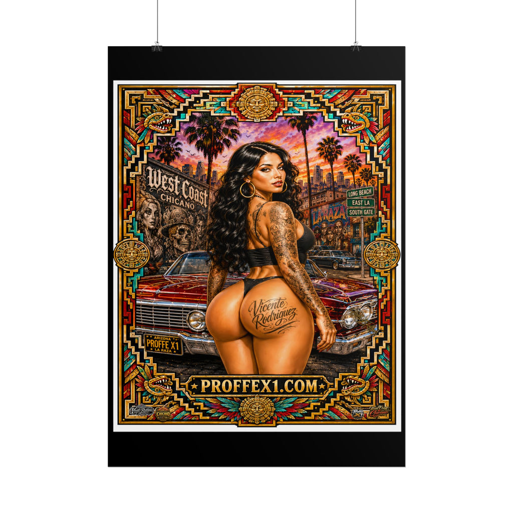 West Coast Chicana Pin-Up Poster — Rolled Lowrider Art Print