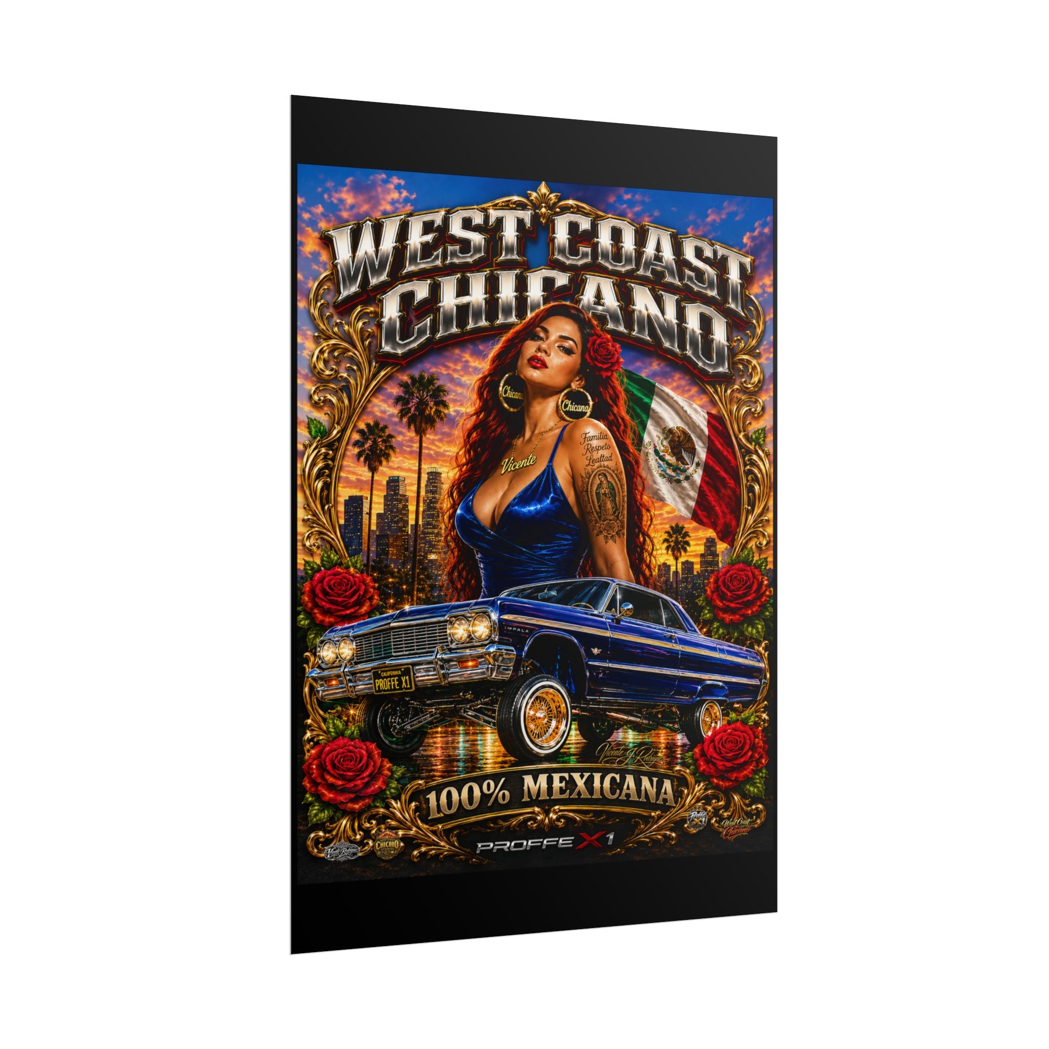 Rolled Poster — "West Coast Chicana" Lowrider Art Print (100% Mexicana)