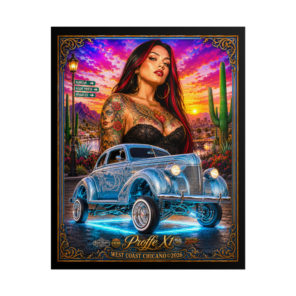 Lowrider Pinup Poster – West Coast Chicano Car Art Rolled Poster