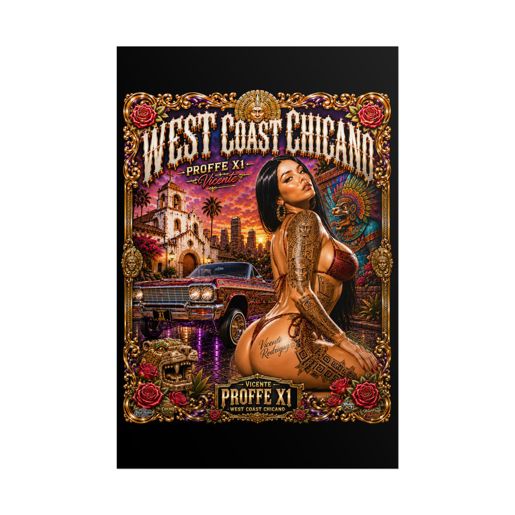 West Coast Chicana Rolled Poster — Lowrider Pinup Art Print