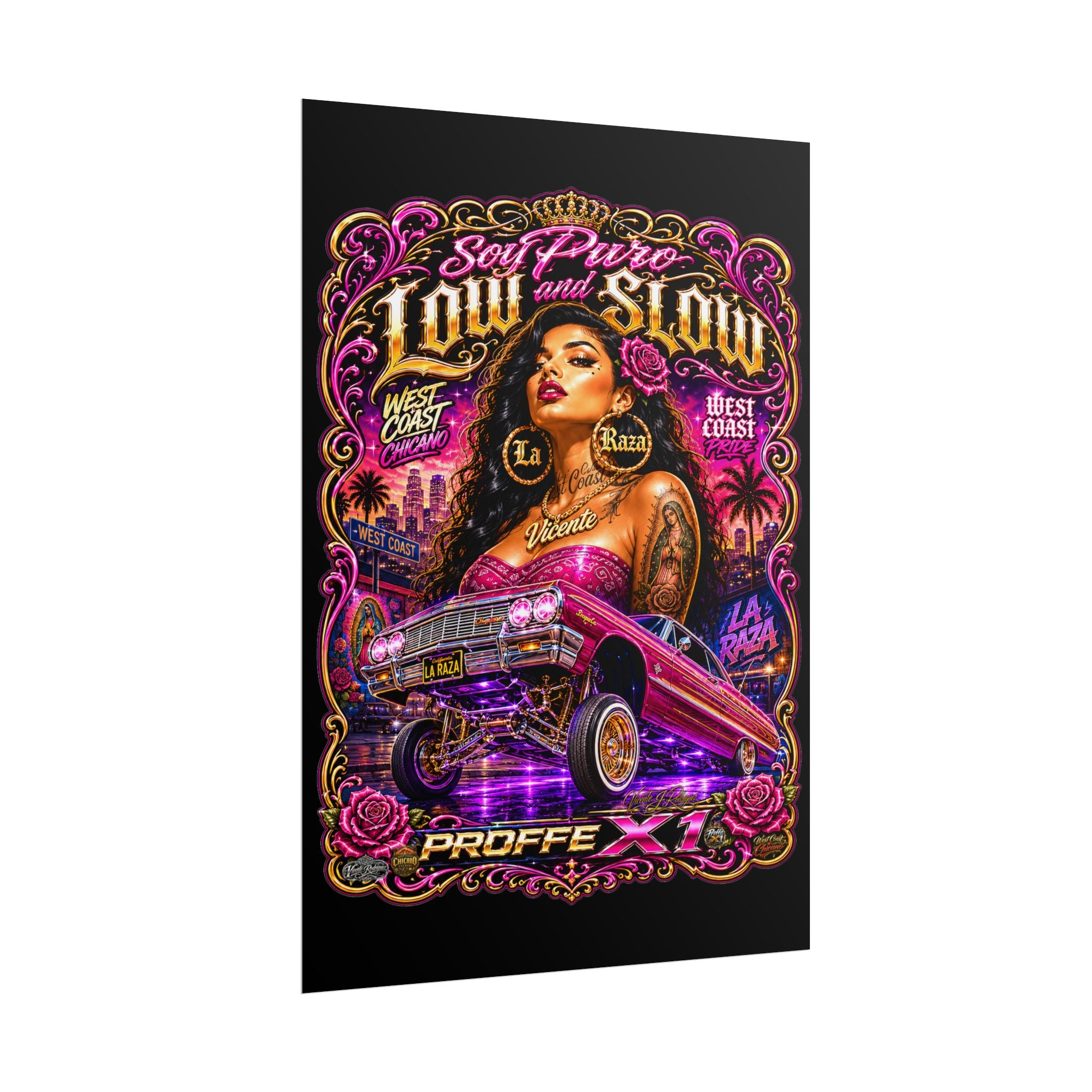 Low & Slow Lowrider Poster — Chicano West Coast Art Print (Rolled Poster)