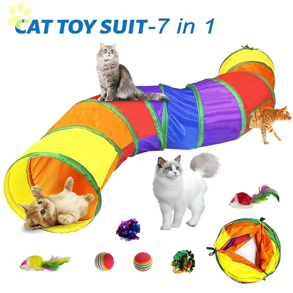Cat Toys Tunnels Collapsible Pets Cat Jungle Tunnels Kitty Toys Balls