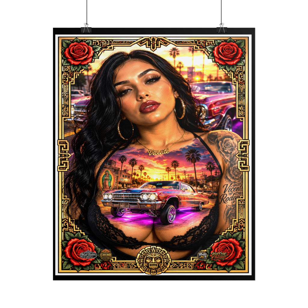 Lowrider Girl Rolled Poster — Chicano Art Pinup Print